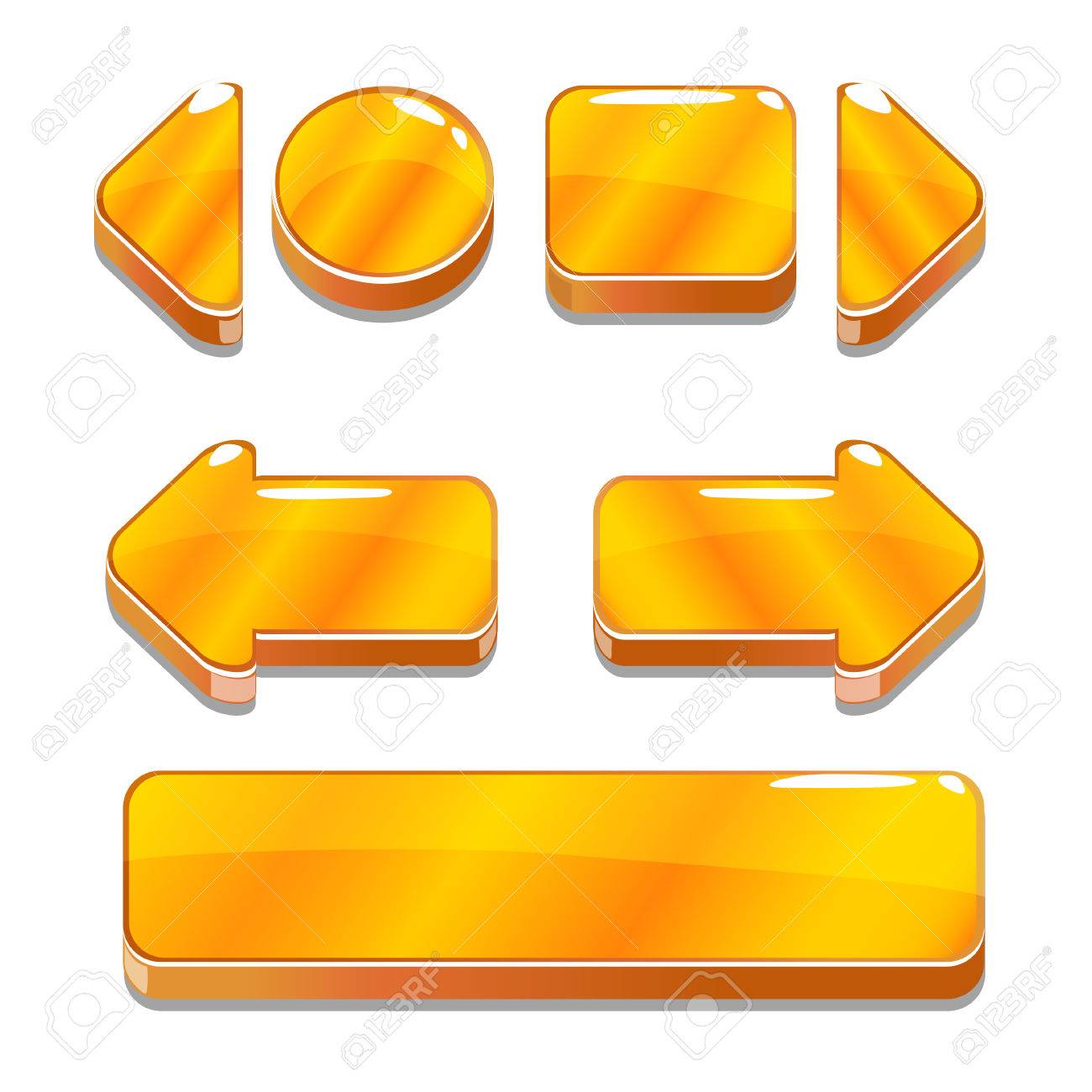 Vector Cartoon Gold Buttons For Game Or Web Design, Gui Elements Set, Gui  Elements Set Royalty Free SVG, Cliparts, Vectors, and Stock Illustration.  Image 56000565., image size:1300x1300