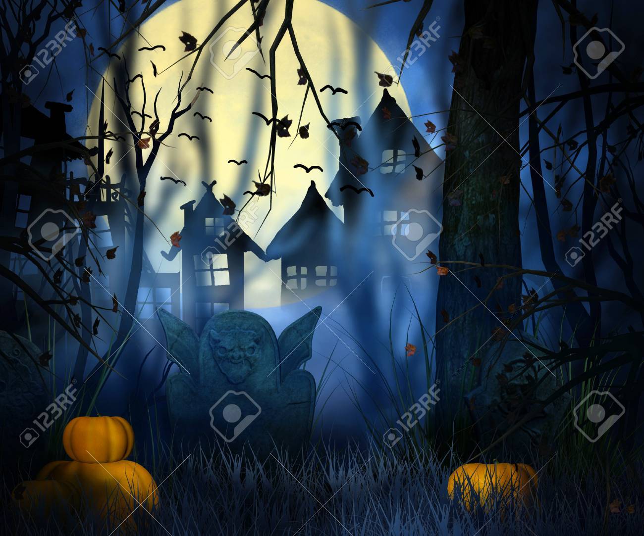 scary night halloween backdrop stock photo 23838343