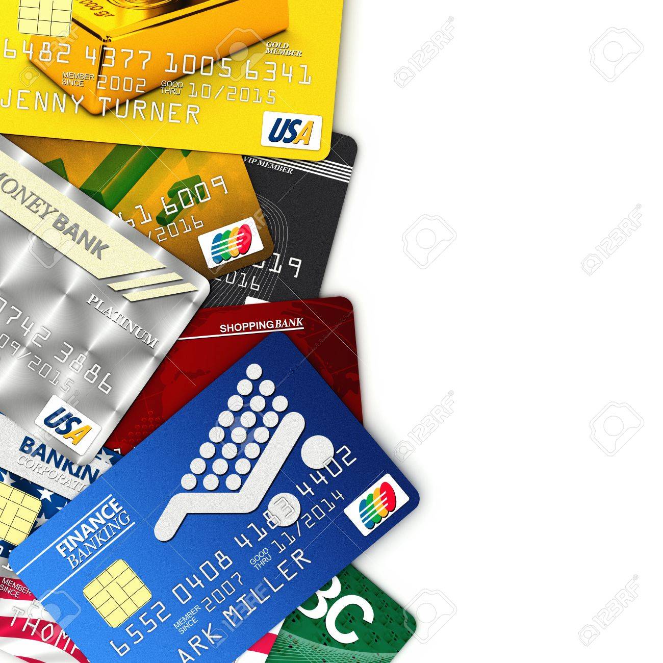 Un Montón De Falsas Tarjetas De Crédito En Blanco Con Trazado De Recorte Todos Los Logos Nombres Número Y Diseños Son Falsas Fotos Retratos Imágenes Y Fotografía De Archivo Libres De