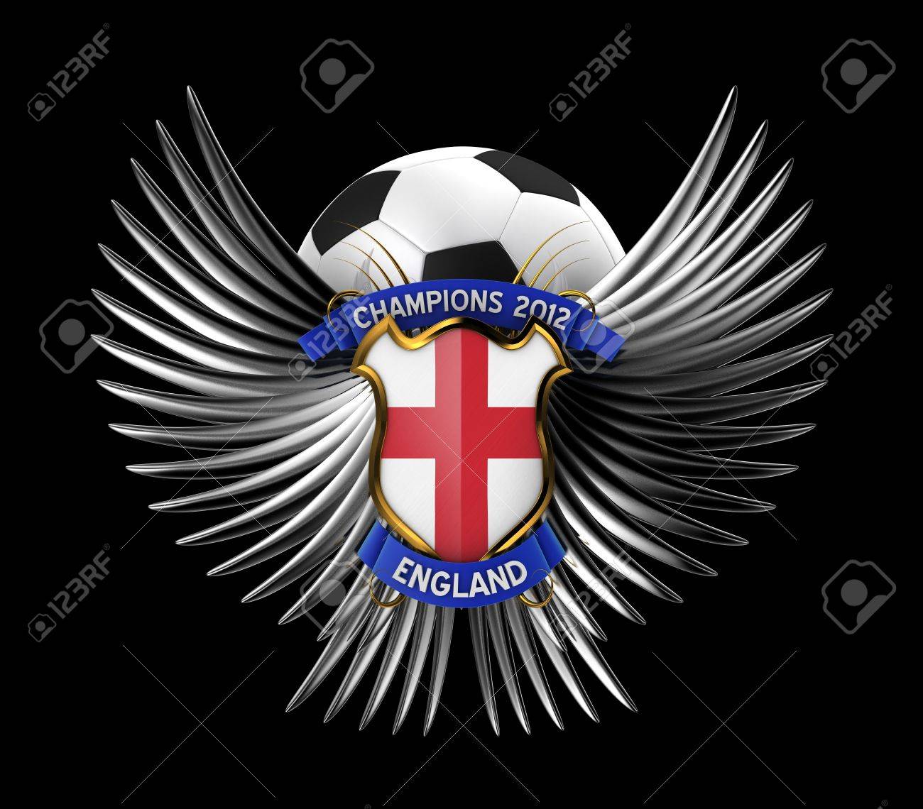 イングランド サッカー ボール 黒の背景上の切り分けが簡単に の写真素材 画像素材 Image