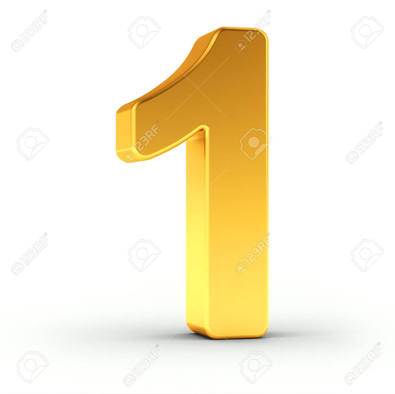 The number one as a polished golden object over white background with clipping path for quick and accurate isolation. - 52778262 The number one as a polished golden object over white background with clipping path for quick and accurate isolation. - 52778262