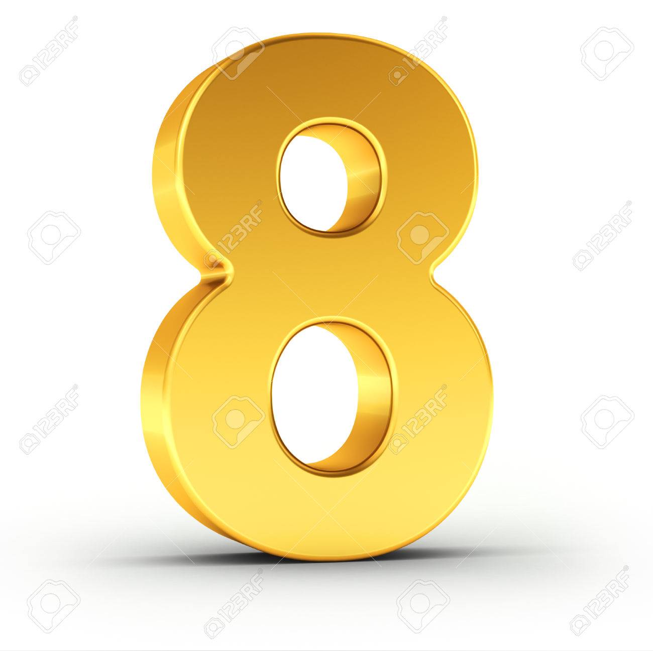 The number eight as a polished golden object over white background with clipping path for quick and accurate isolation. - 52778294 The number eight as a polished golden object over white background with clipping path for quick and accurate isolation. - 52778294