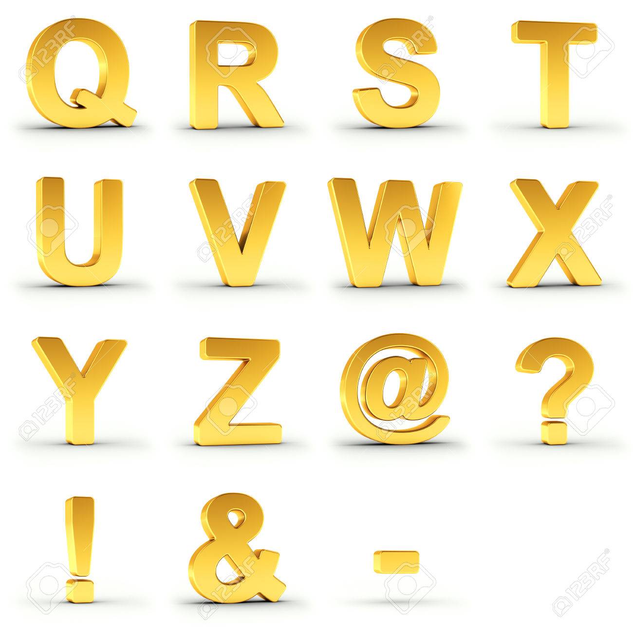 Conjunto De Alfabeto De Oro De Q A La Z Sobre El Fondo Blanco Con Trazado De Recorte Para Cada Articulo Para El Aislamiento Rapido Y Preciso Fotos Retratos Imagenes Y Fotografia