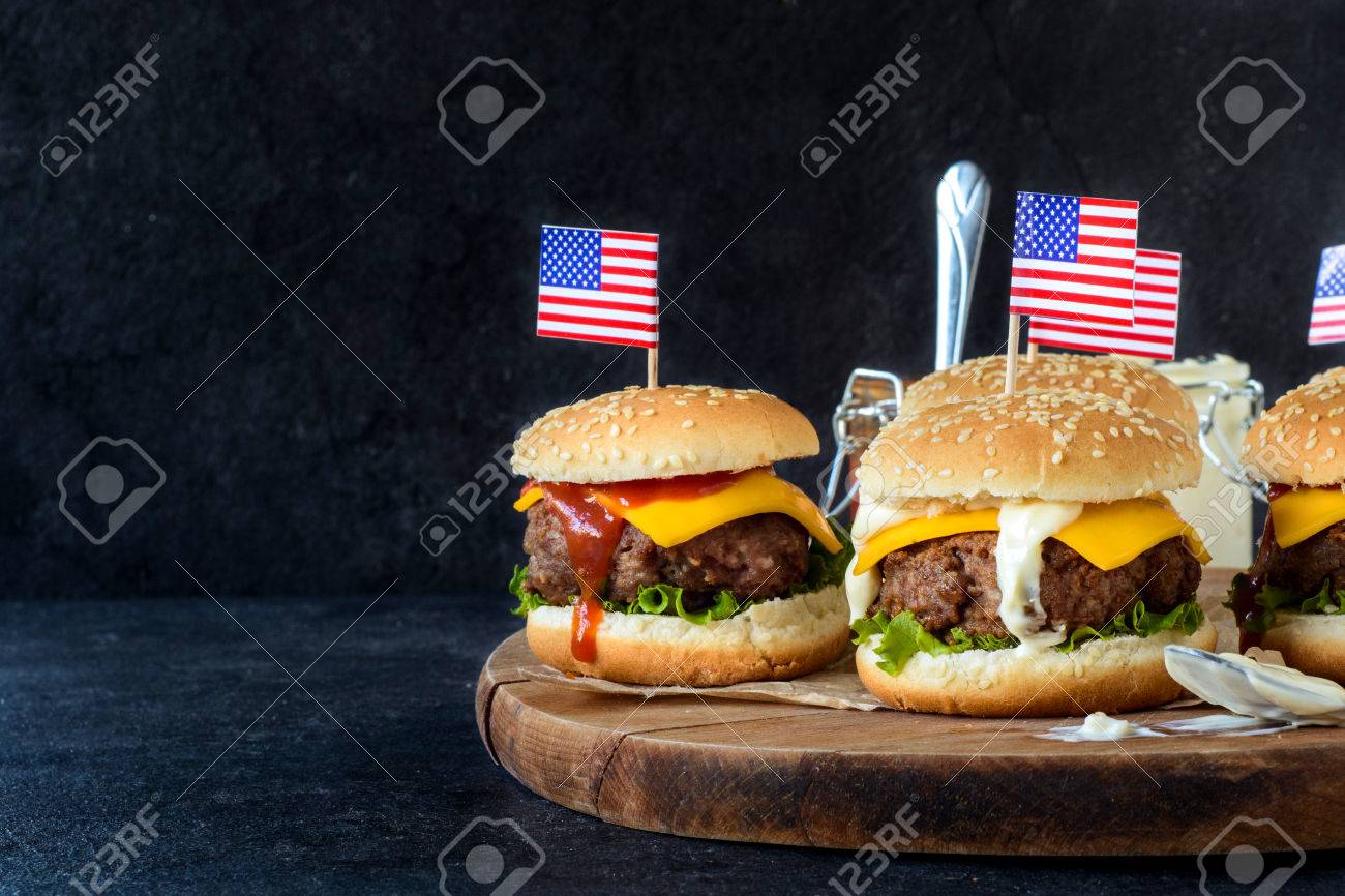Greound beef mini burgers on wooden board,selective focus and blank space - 40846443 Greound beef mini burgers on wooden board,selective focus and blank space - 40846443