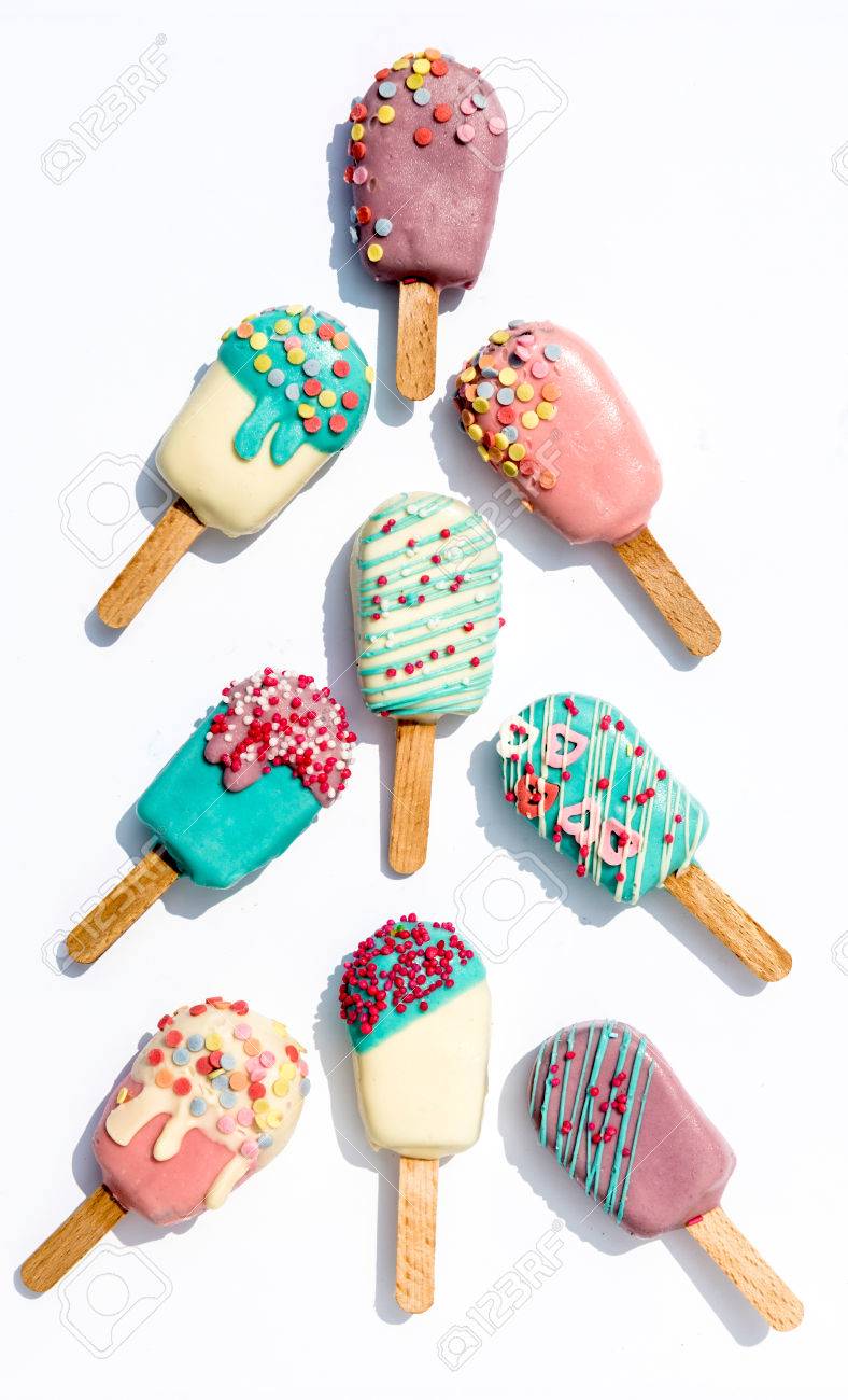 Cake Pops Ice Creams On White Background Stock Photo Picture And Royalty Free Image Image 61313853