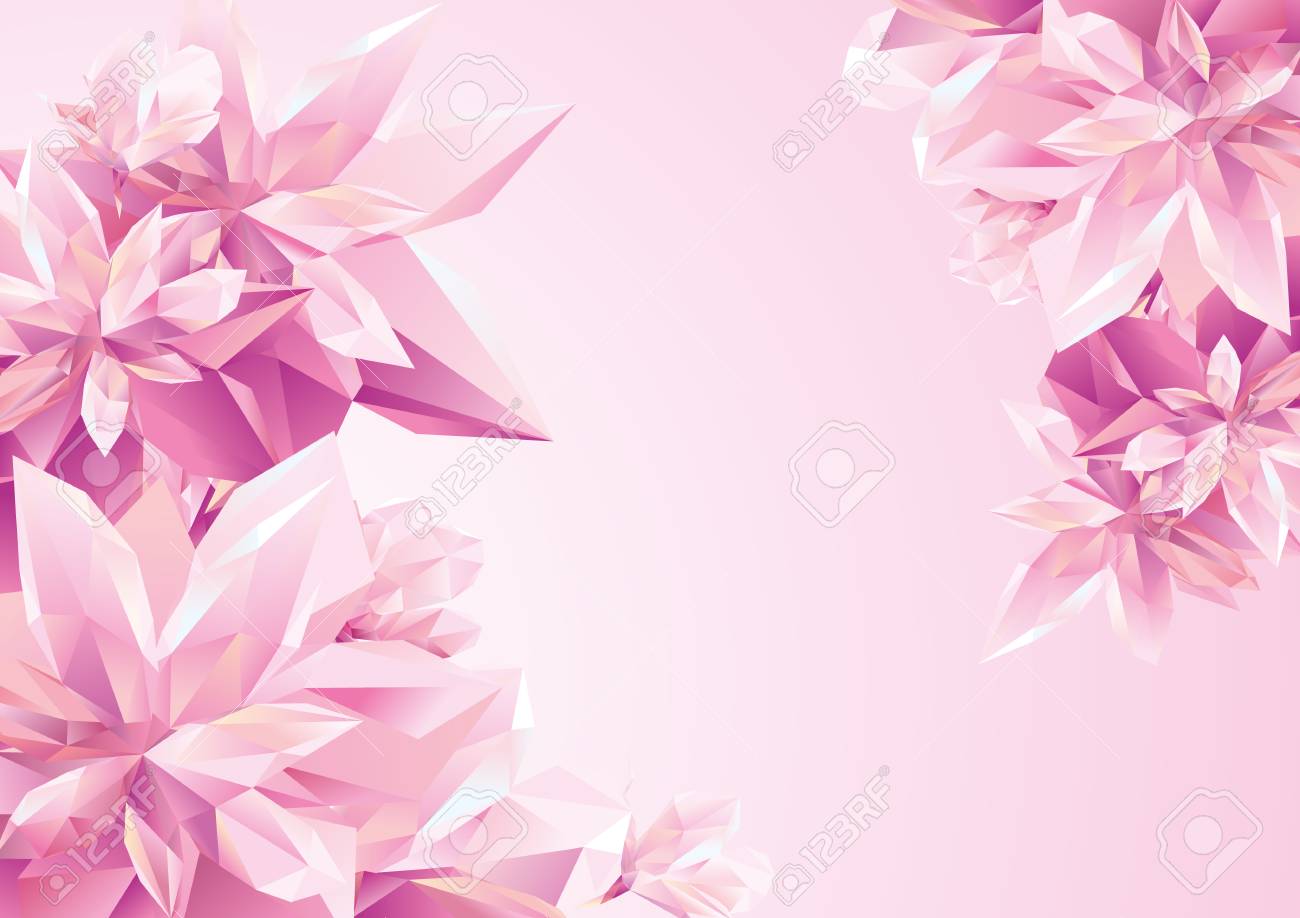 template for congratulation postcard crystal pink flowers polygon