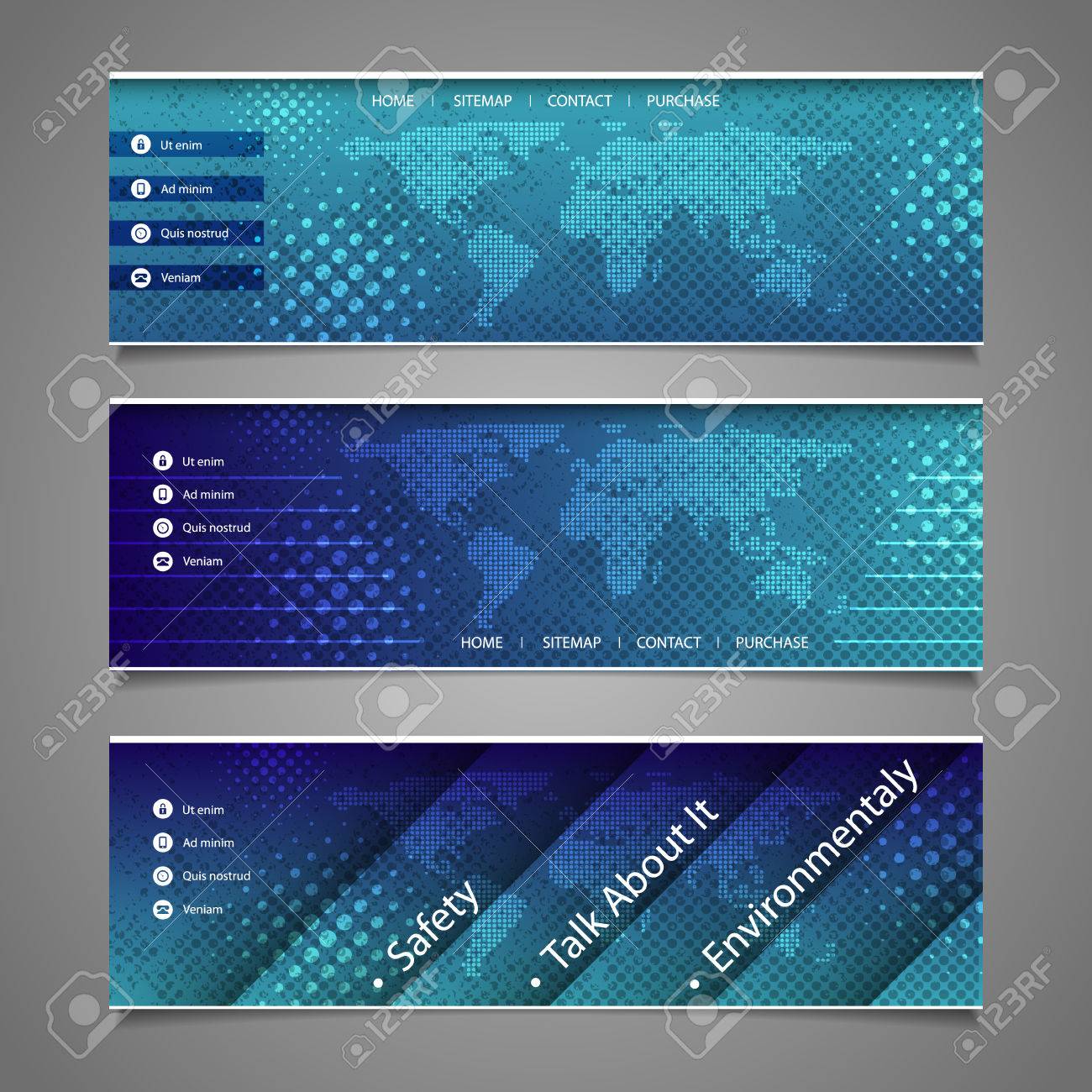 Web デザインの要素 抽象ヘッダー デザイン ドットの世界地図を使用のイラスト素材 ベクタ Image