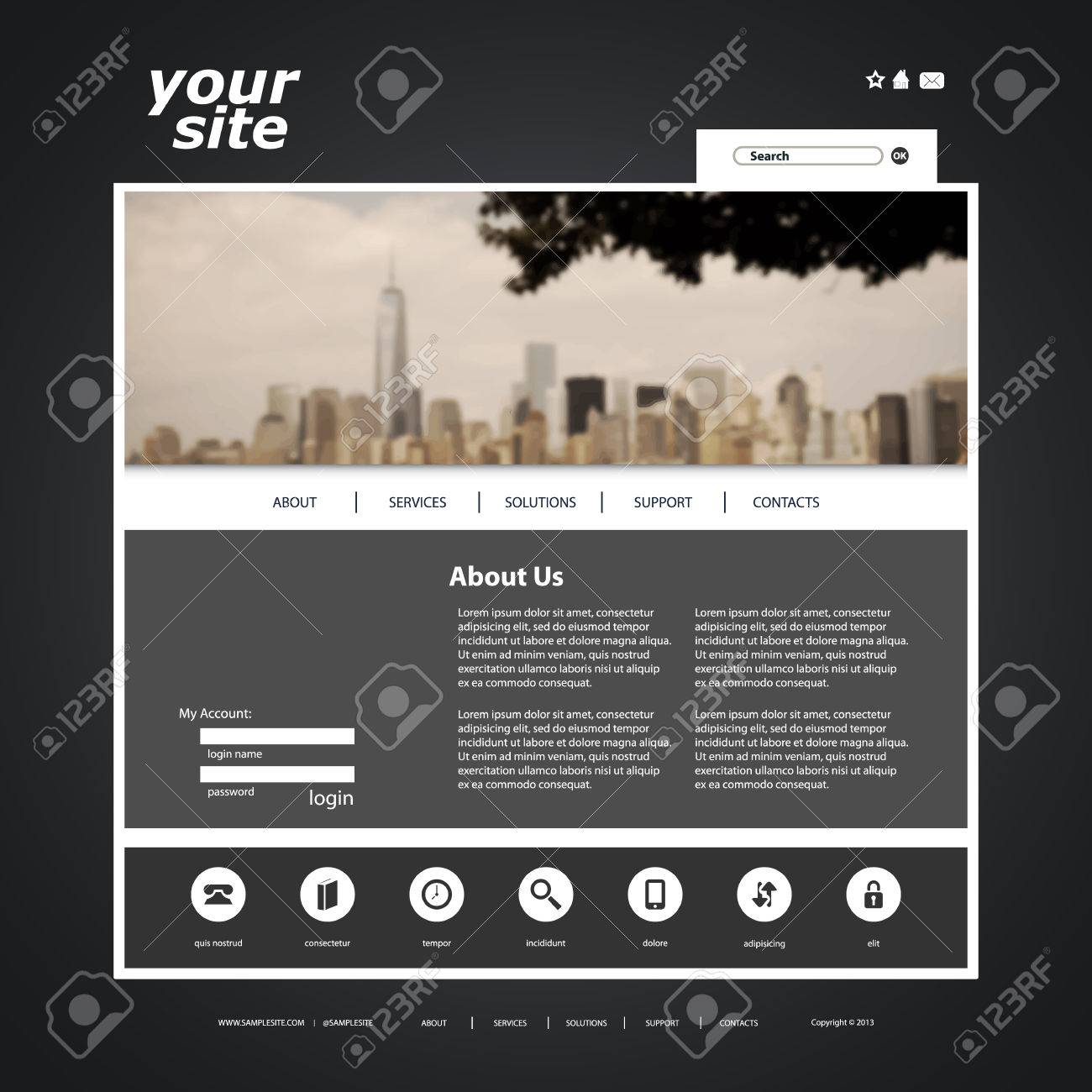 ぼやけ景観背景デザインのホームページ テンプレート のイラスト素材