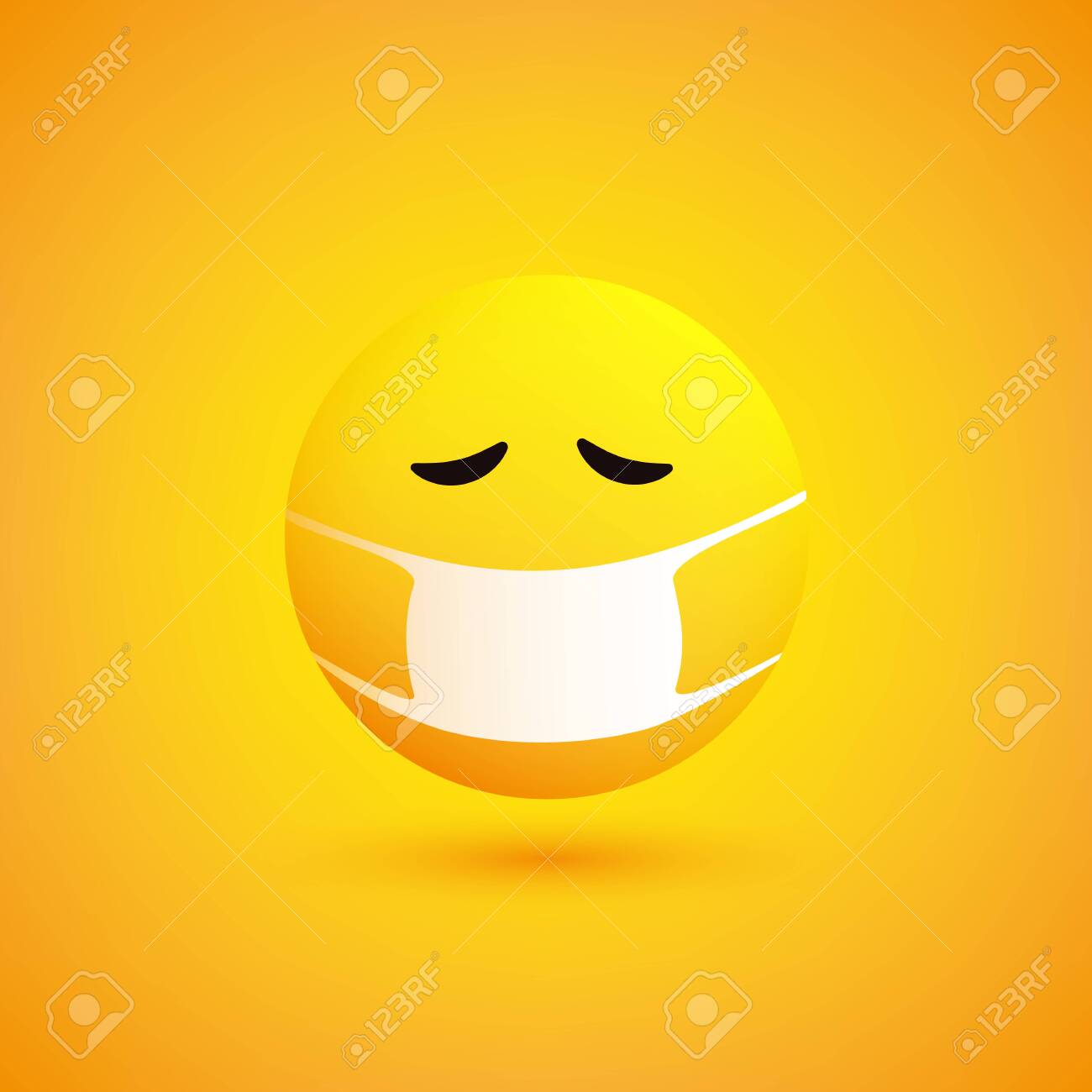 Download Sad Concerned Emoticon With Medical Mask On Yellow Background Royalty Free Cliparts Vectors And Stock Illustration Image 143801288 PSD Mockup Templates