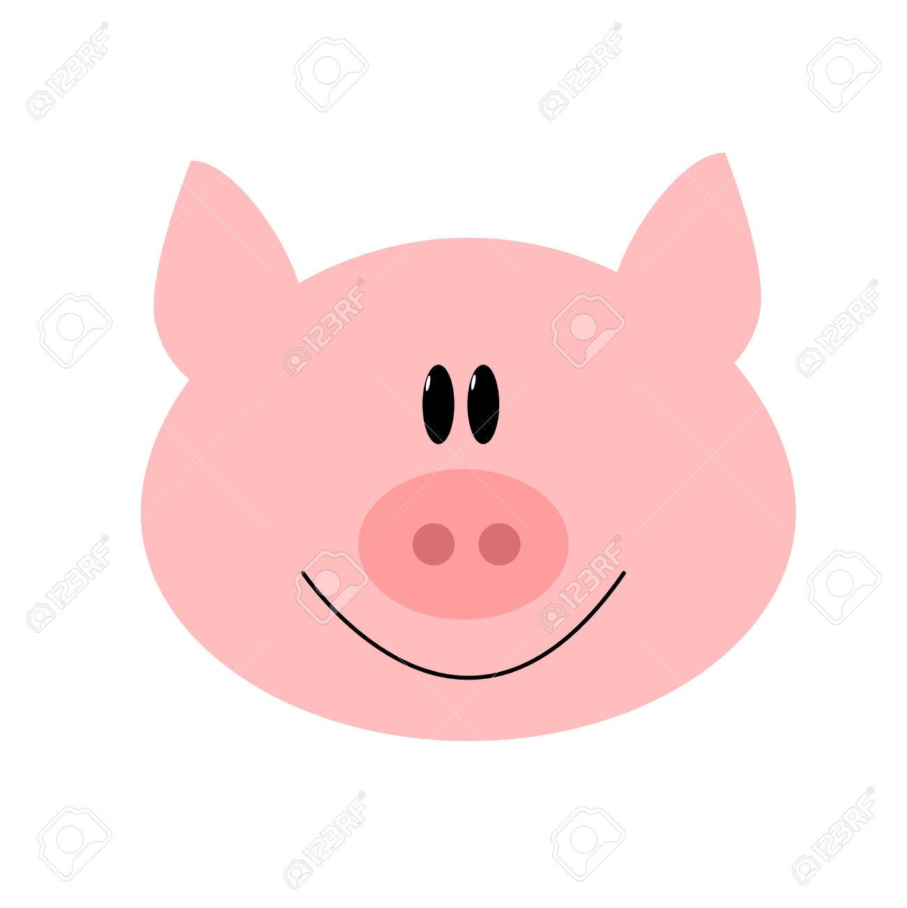 ピンクのブタの頭の簡単な図 のイラスト素材 ベクタ Image