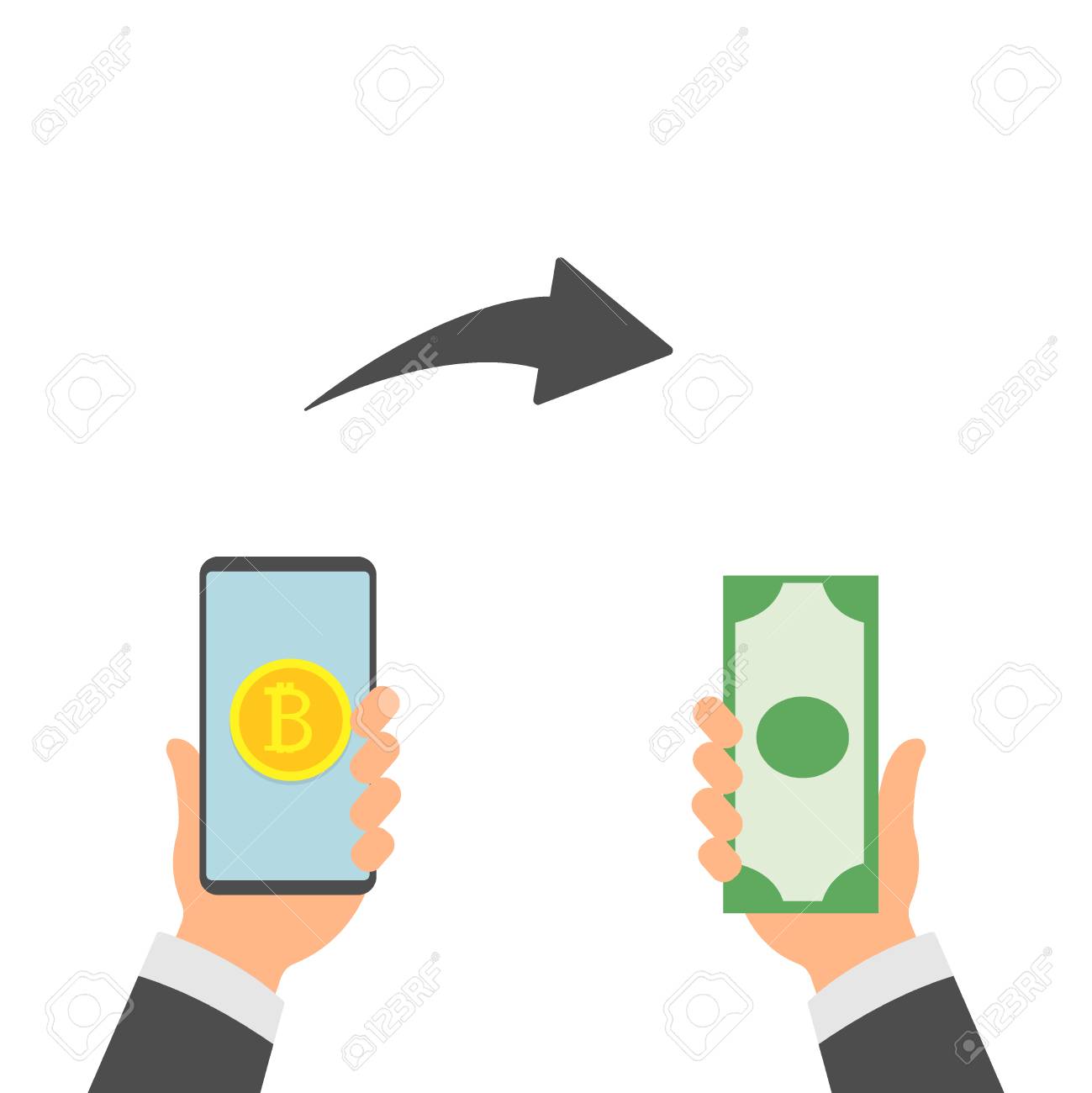 Intercambio De Bitcoins. Cambio De Moneda Digital Bitcoin Y Dólar. Modernas  Finanzas Economicas, Concepto De Criptomoneda. Ilustración Del Vector En  Estilo Plano. Eps10 Ilustraciones svg, vectoriales, clip art vectorizado  libre de derechos.