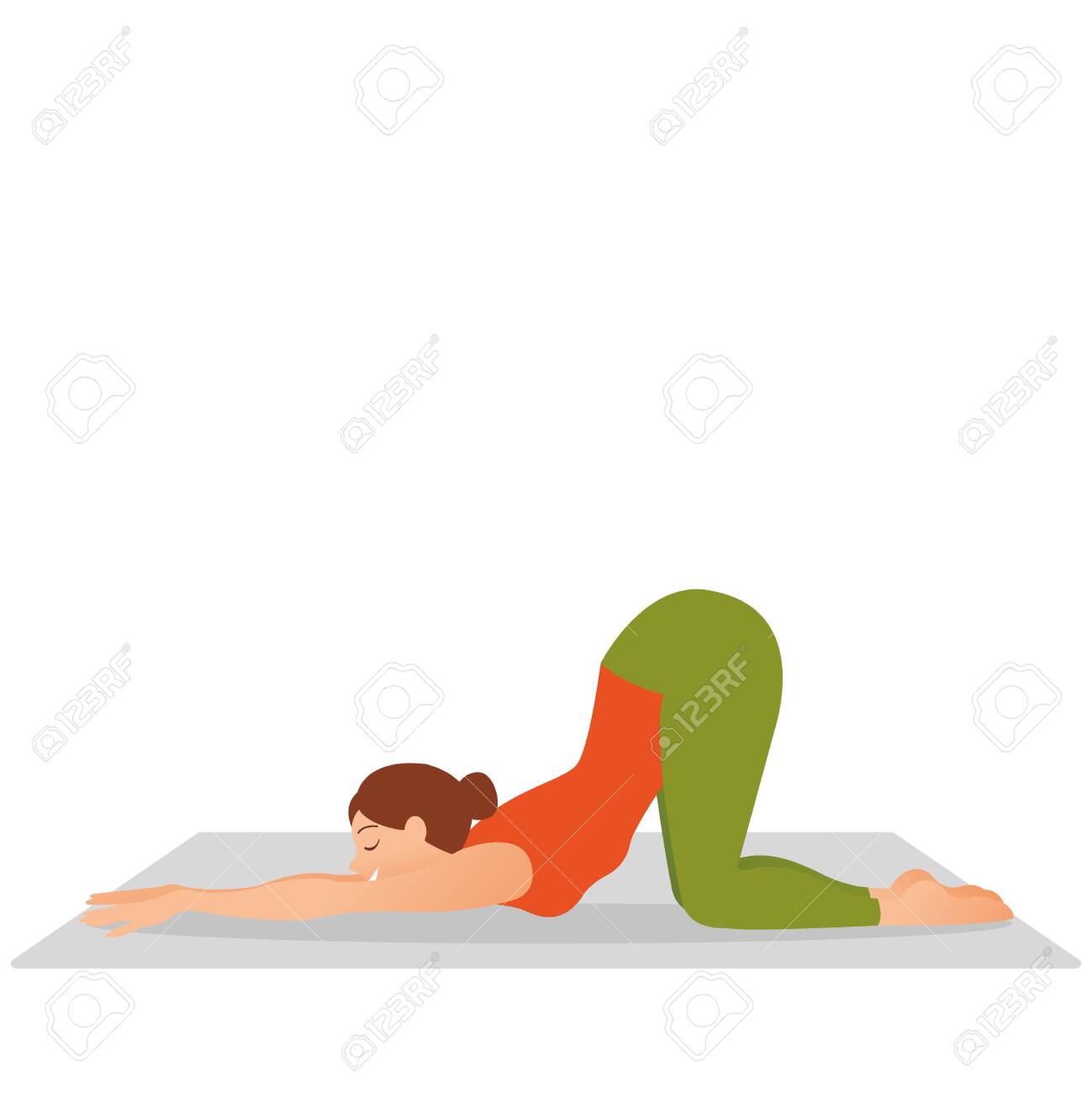 Beautiful Young Woman Doing Yoga Or Pilates Exercise Cow Bitilasana Royalty Free Cliparts Vectors And Stock Illustration Image 139482608