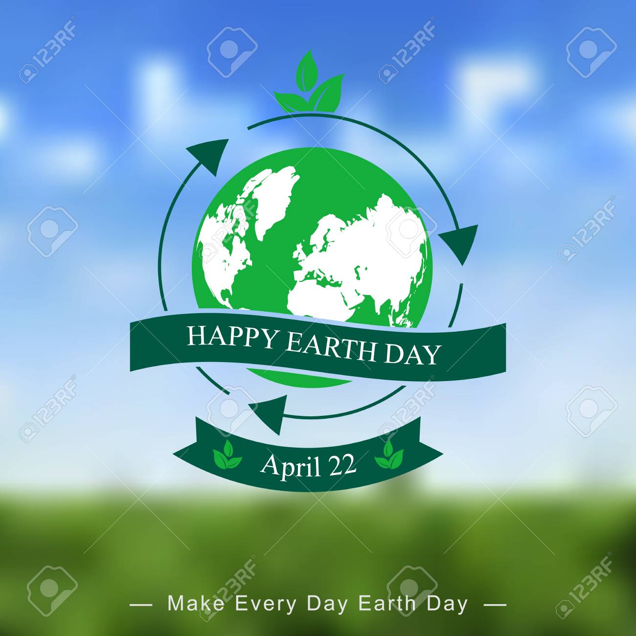 vector illustration of earth day templates on blurred background earth day templates