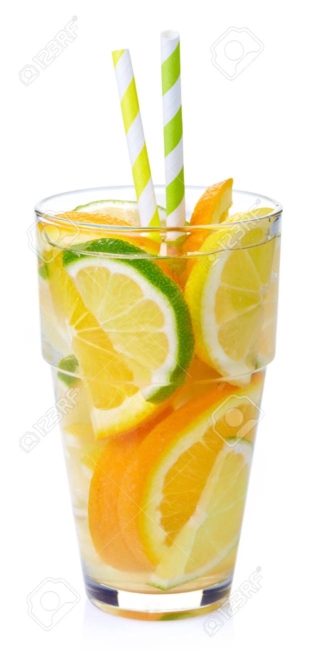 Glass Of Lemon Lime Orange Detox Water Isolated On White Background Stock Photo Picture And Royalty Free Image Image 38973595