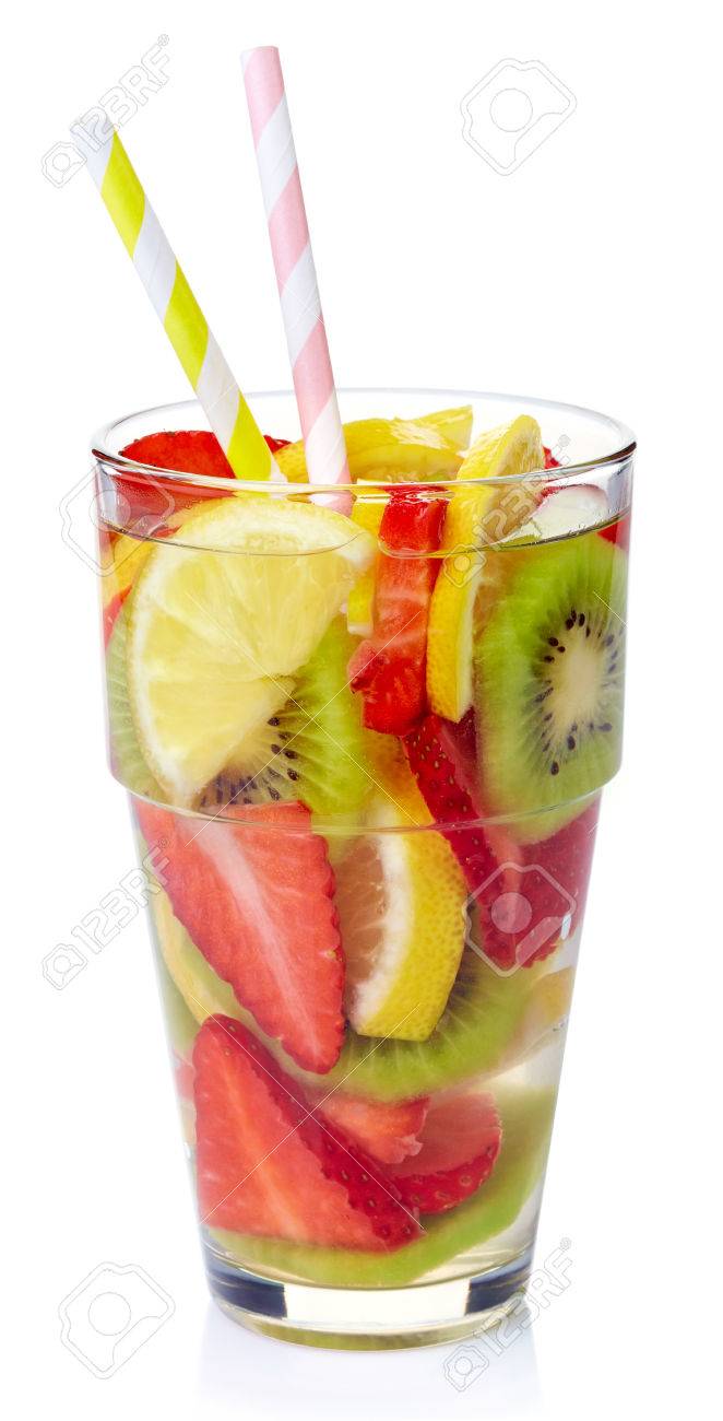 Glass Of Strawberry Lemon Kiwi Detox Water Isolated On White Stock Photo Picture And Royalty Free Image Image 38973599