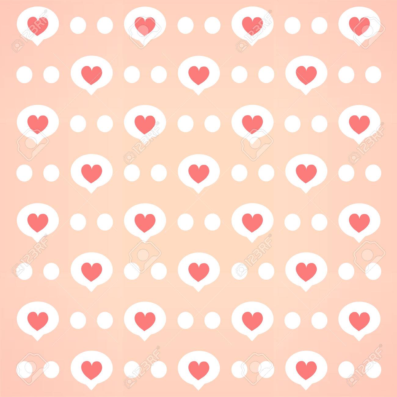 ピンクの背景に白いテキスト ボックスと白ドットに赤いハート のイラスト素材 ベクタ Image