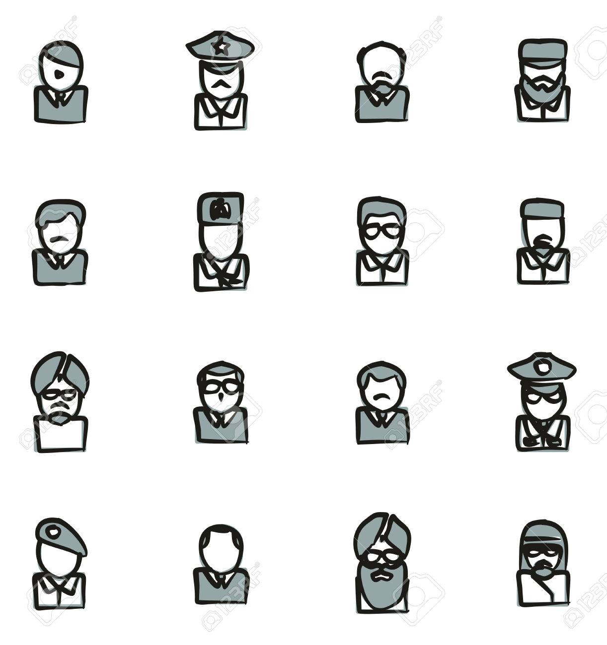 アバター アイコンの有名な独裁者フリーハンド 2 色のイラスト素材 ベクタ Image 5753