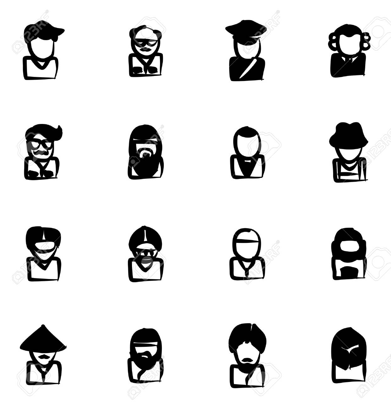 Avatar Icons Set 3 Freehand Fill Royalty Free Cliparts Vectors And Stock Illustration Image 52080508