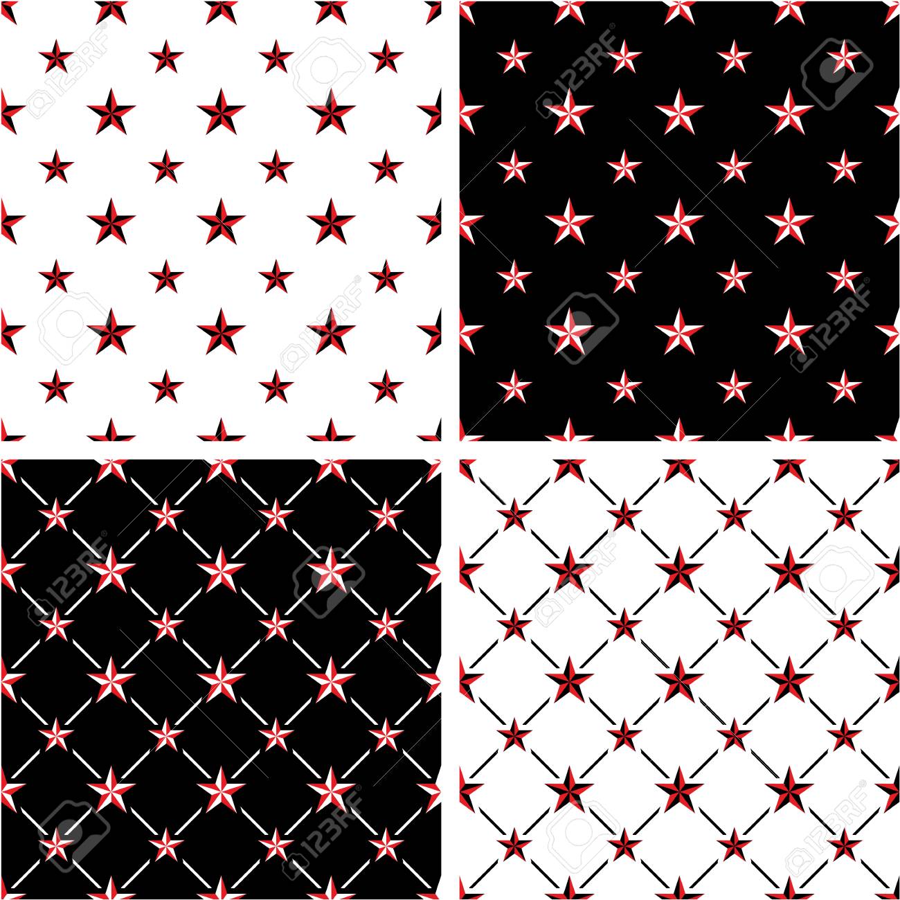 Red \u0026 Black Color Nautical Star Big \u0026 Small Seamless Pattern Set Royalty  Free SVG, Cliparts, Vectors, and Stock Illustration. Image 75546325., image size:1300x1300