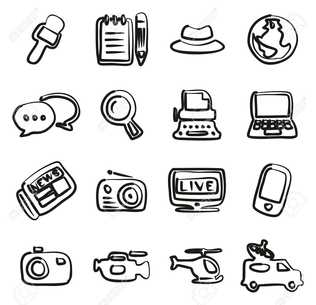 ジャーナリストや記者アイコン フリーハンドのイラスト素材 ベクタ Image