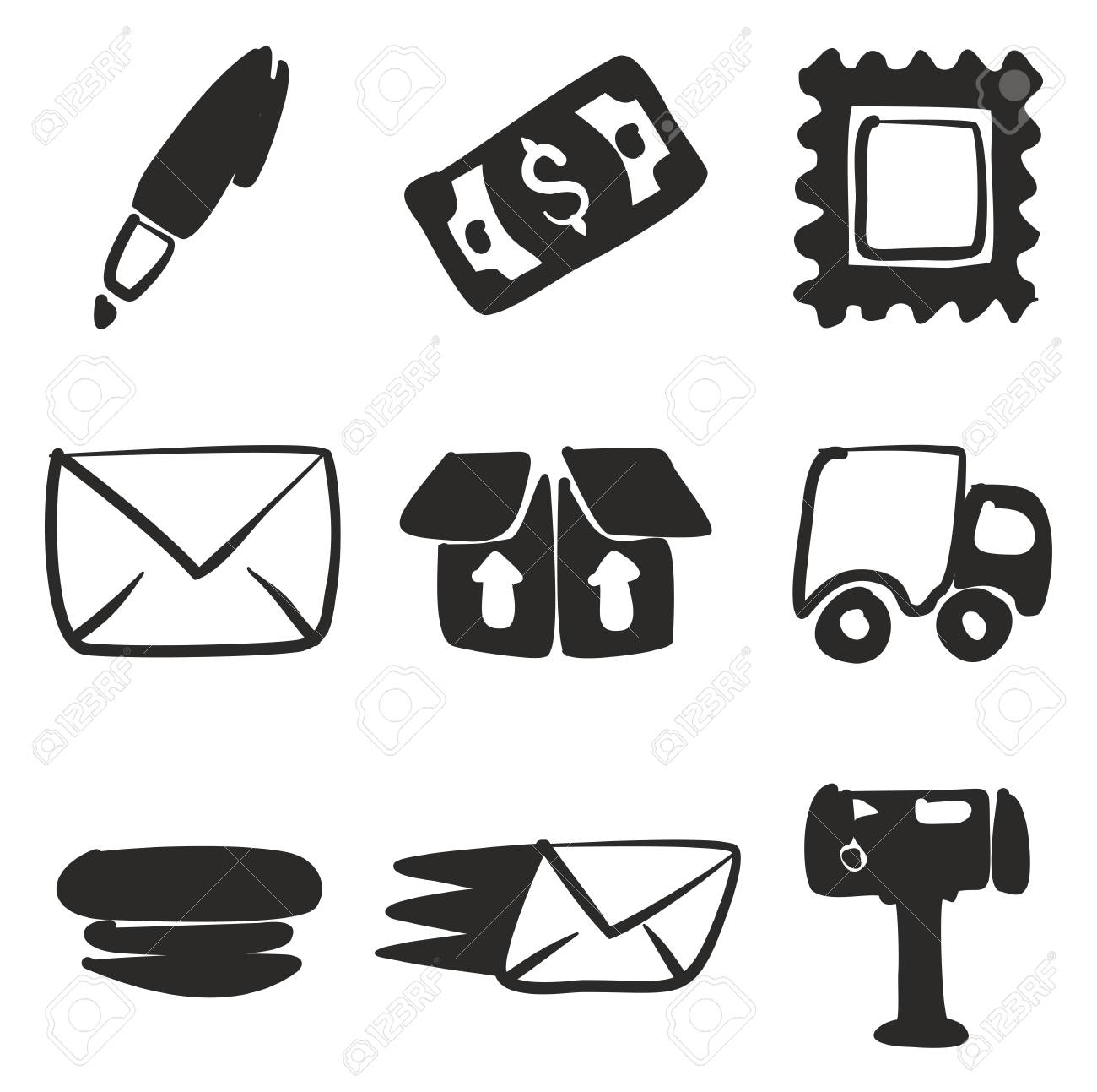 郵便局アイコン フリーハンド塗りつぶしのイラスト素材 ベクタ Image