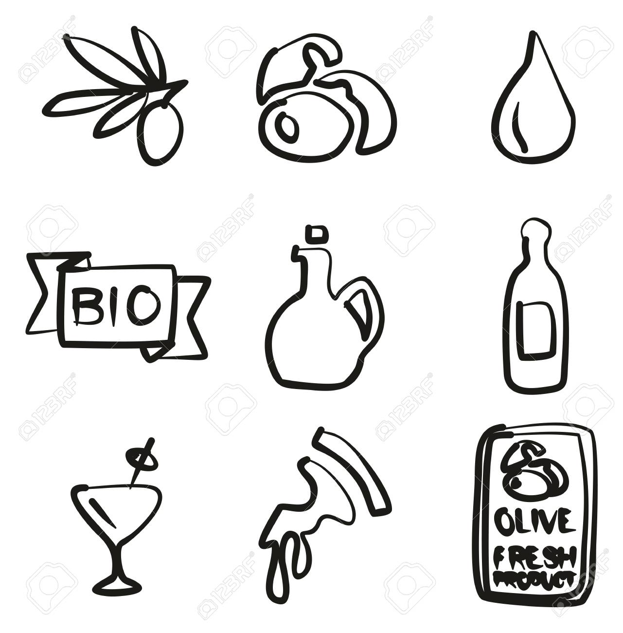 オリーブ アイコン フリーハンドのイラスト素材 ベクタ Image