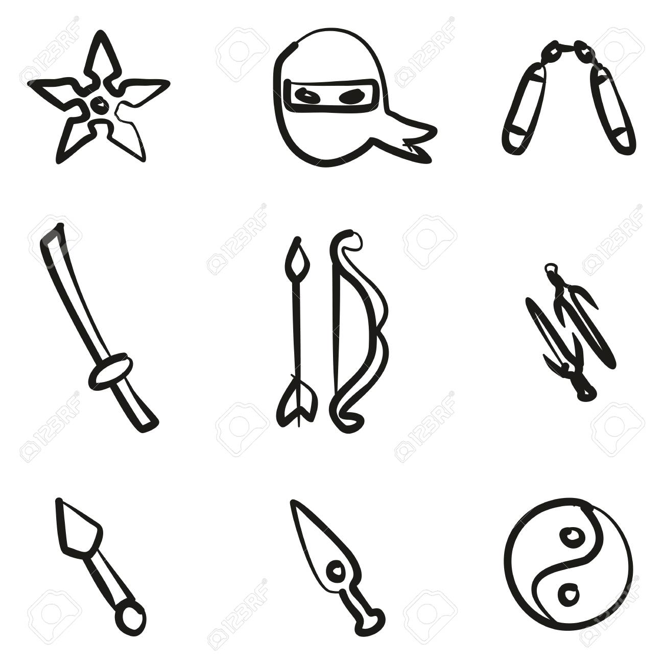 忍者アイコン フリーハンド のイラスト素材 ベクタ Image