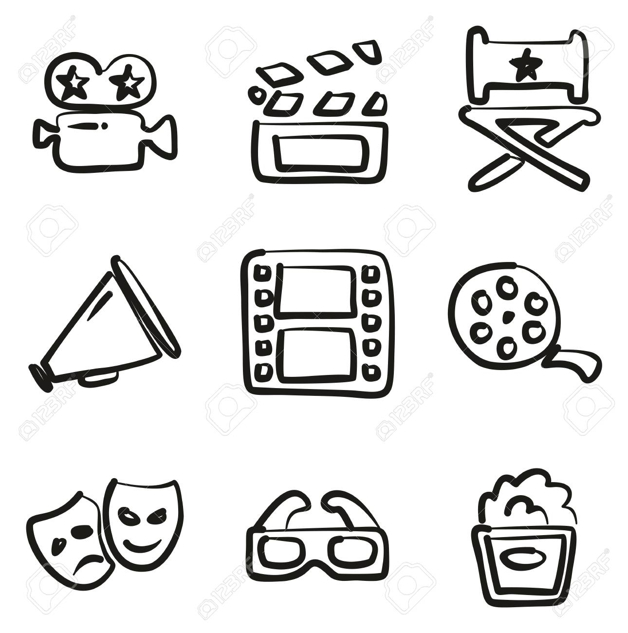 映画アイコンはフリーハンド のイラスト素材 ベクタ Image