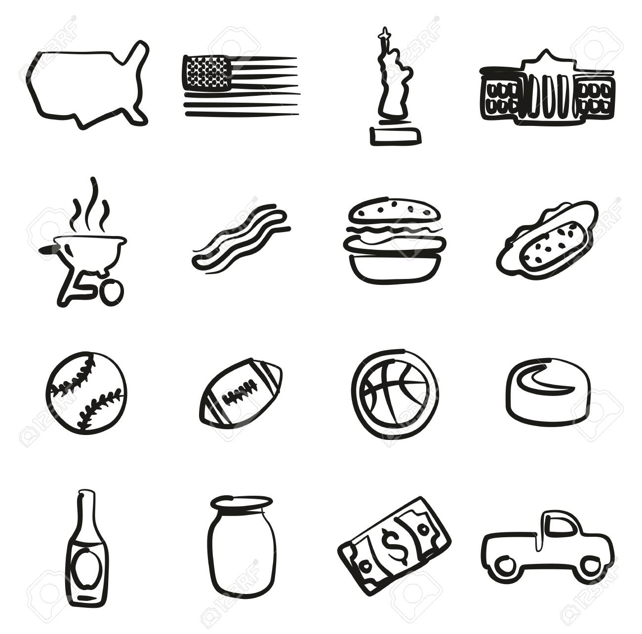 フリーハンドのアメリカ アイコンのイラスト素材 ベクタ Image