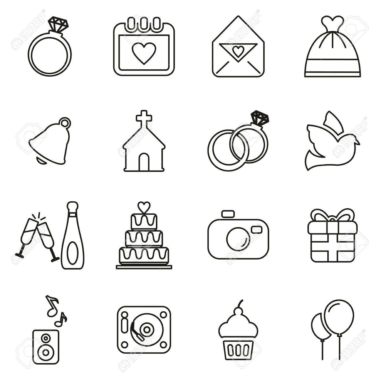 結婚式のアイコンを設定 のイラスト素材 ベクタ Image