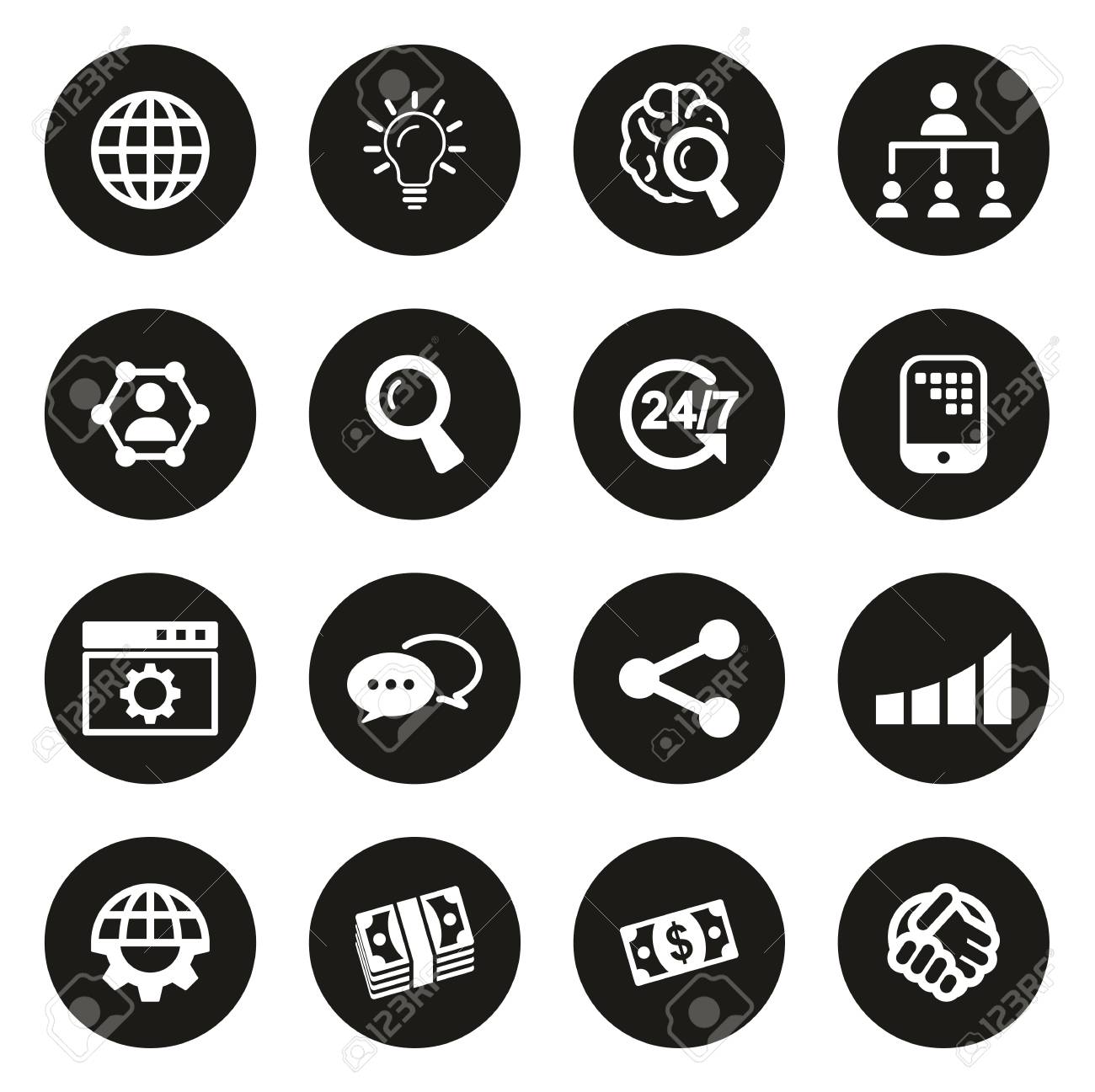Crowdfunding Campaign Icons White On Black Circle Royalty Free Cliparts Vectors And Stock Illustration Image