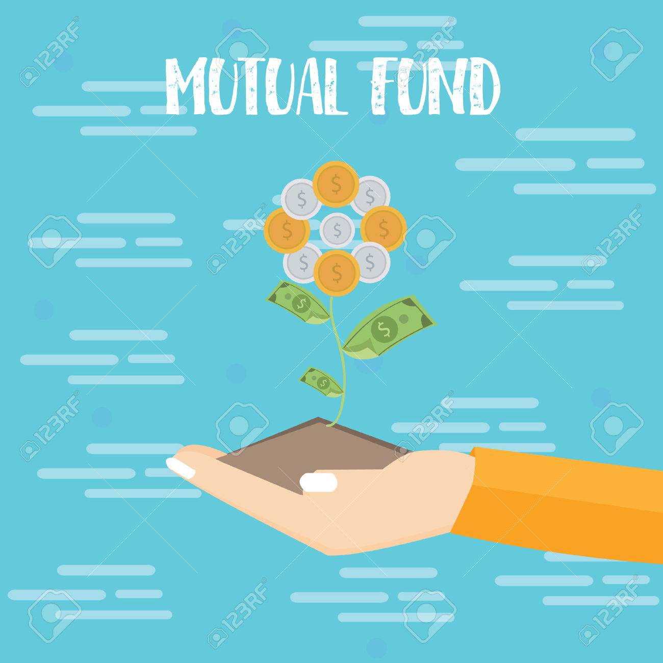 投資信託投資手成長植物ドル コイン ベクトル フラット イラスト のイラスト素材 ベクタ Image