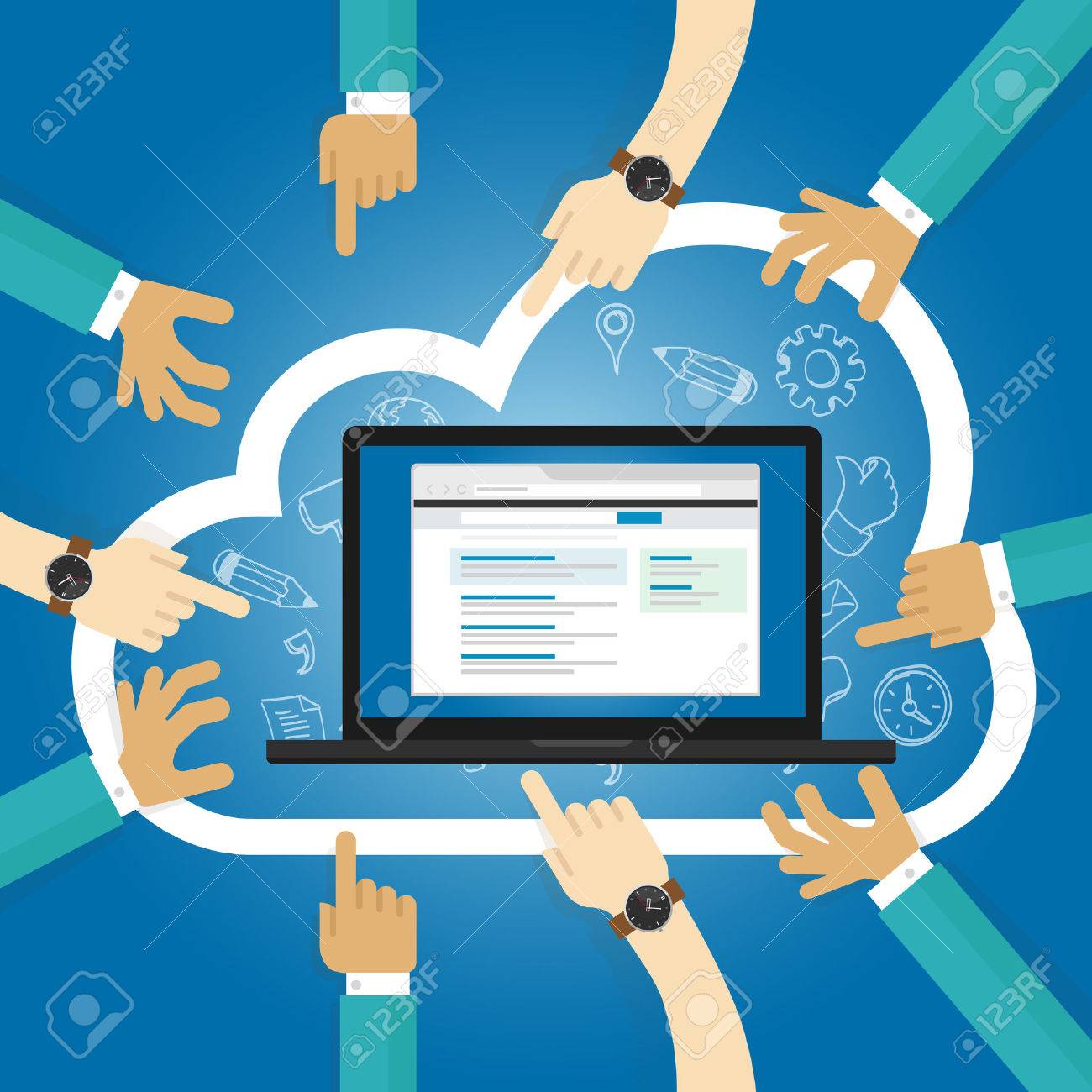 SaaS Software as a service cloud application access internet subscription basis centrally hosted on-demand software vector - 53582702 SaaS Software as a service cloud application access internet subscription basis centrally hosted on-demand software vector - 53582702