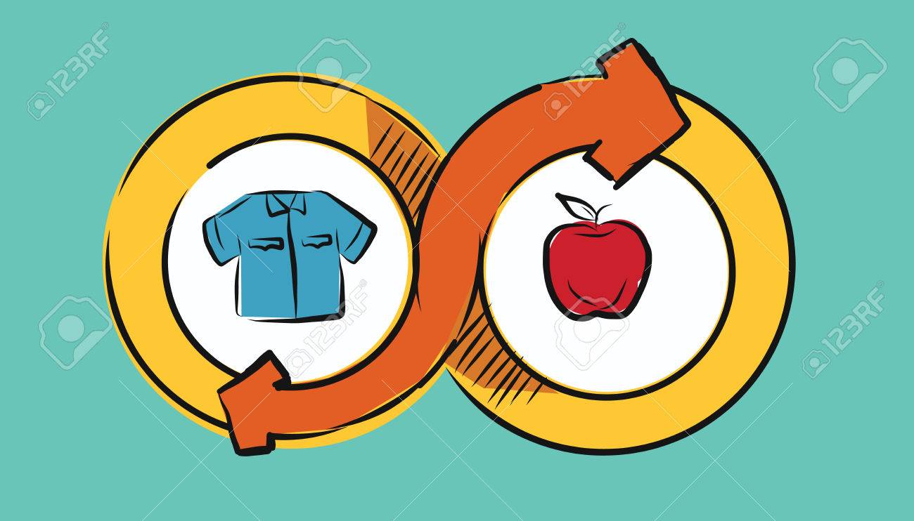 barter commerce trade transaction economic concept exchange swap goods drawing illustration - 60756522 barter commerce trade transaction economic concept exchange swap goods drawing illustration - 60756522