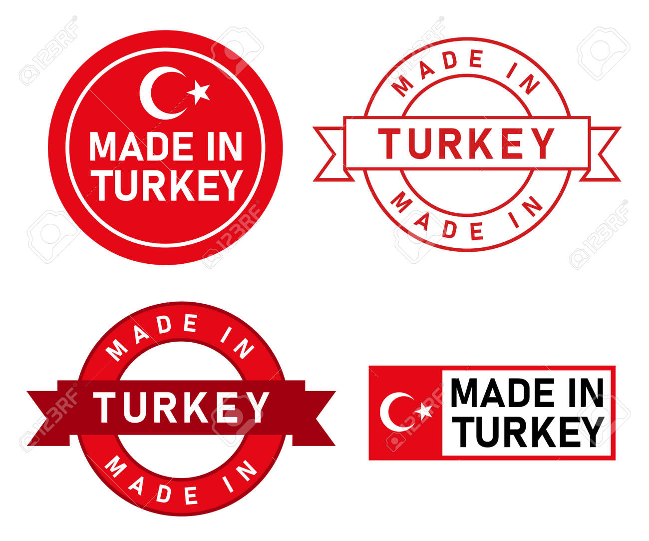 Made in Turkey stamp label graphic template set of product manufactured in country with flag sticker - 169689957 Made in Turkey stamp label graphic template set of product manufactured in country with flag sticker - 169689957