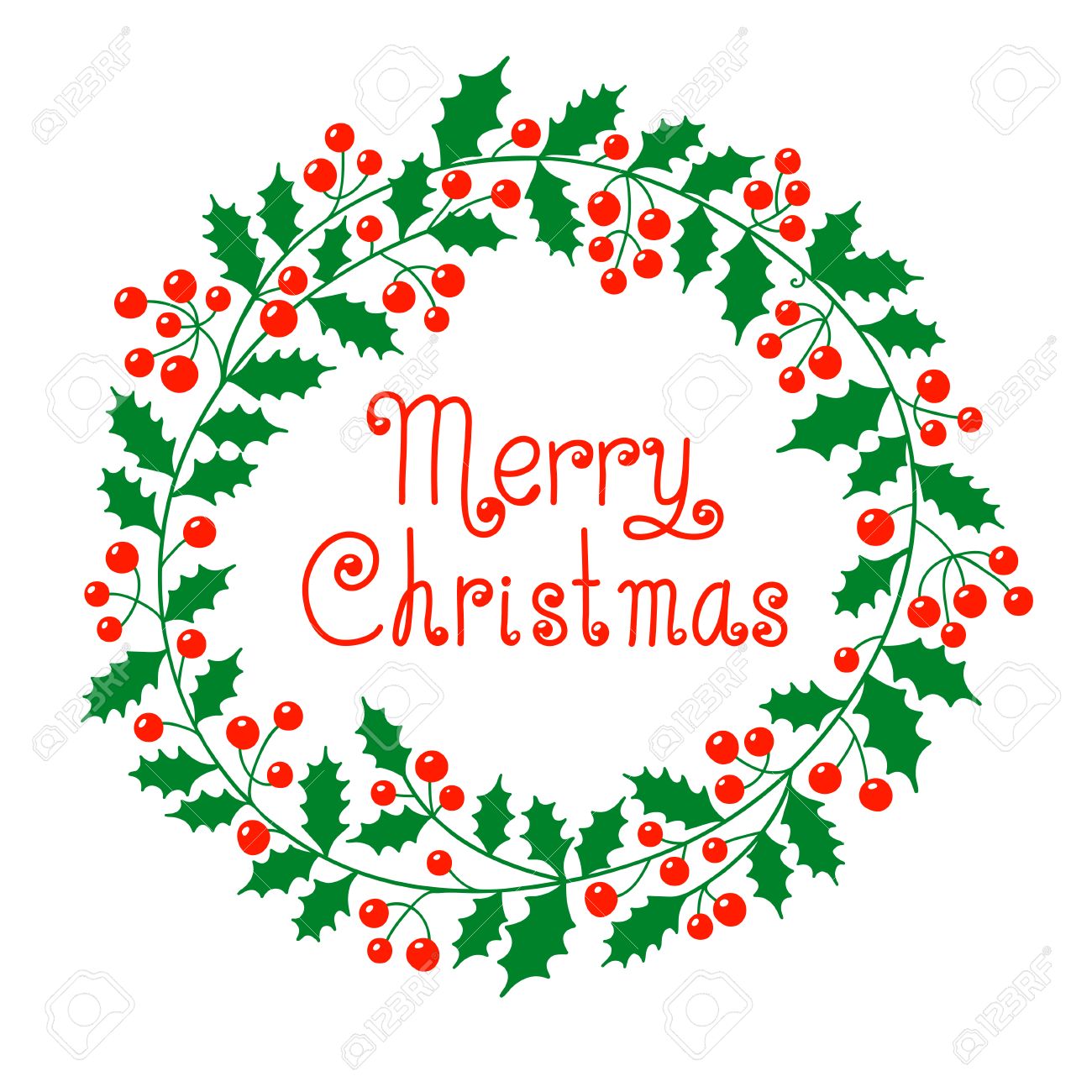 christmas wreath with a wish of merry christmas vector illustration christmas vector
