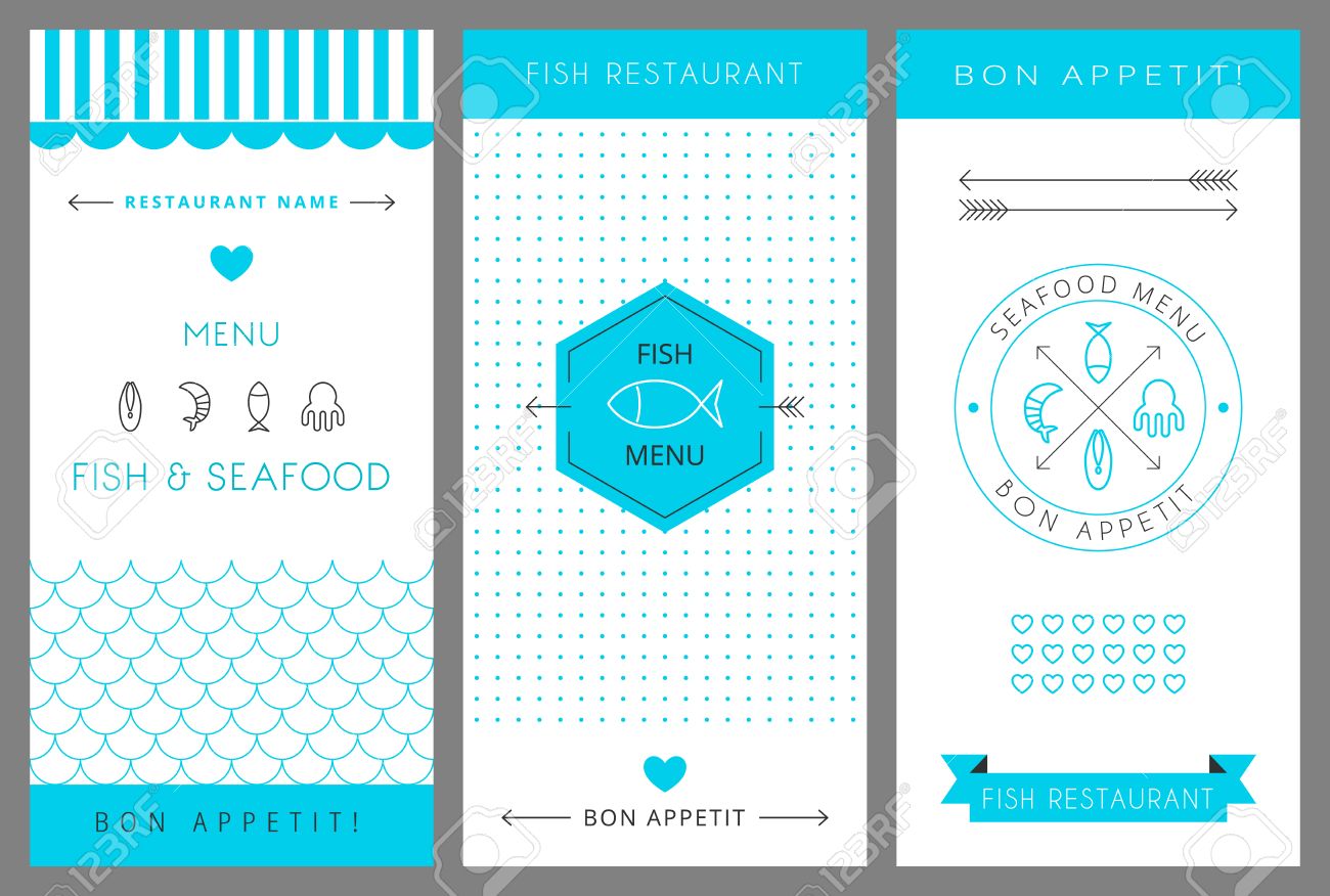 restaurant menu design template fish and seafood menu vector