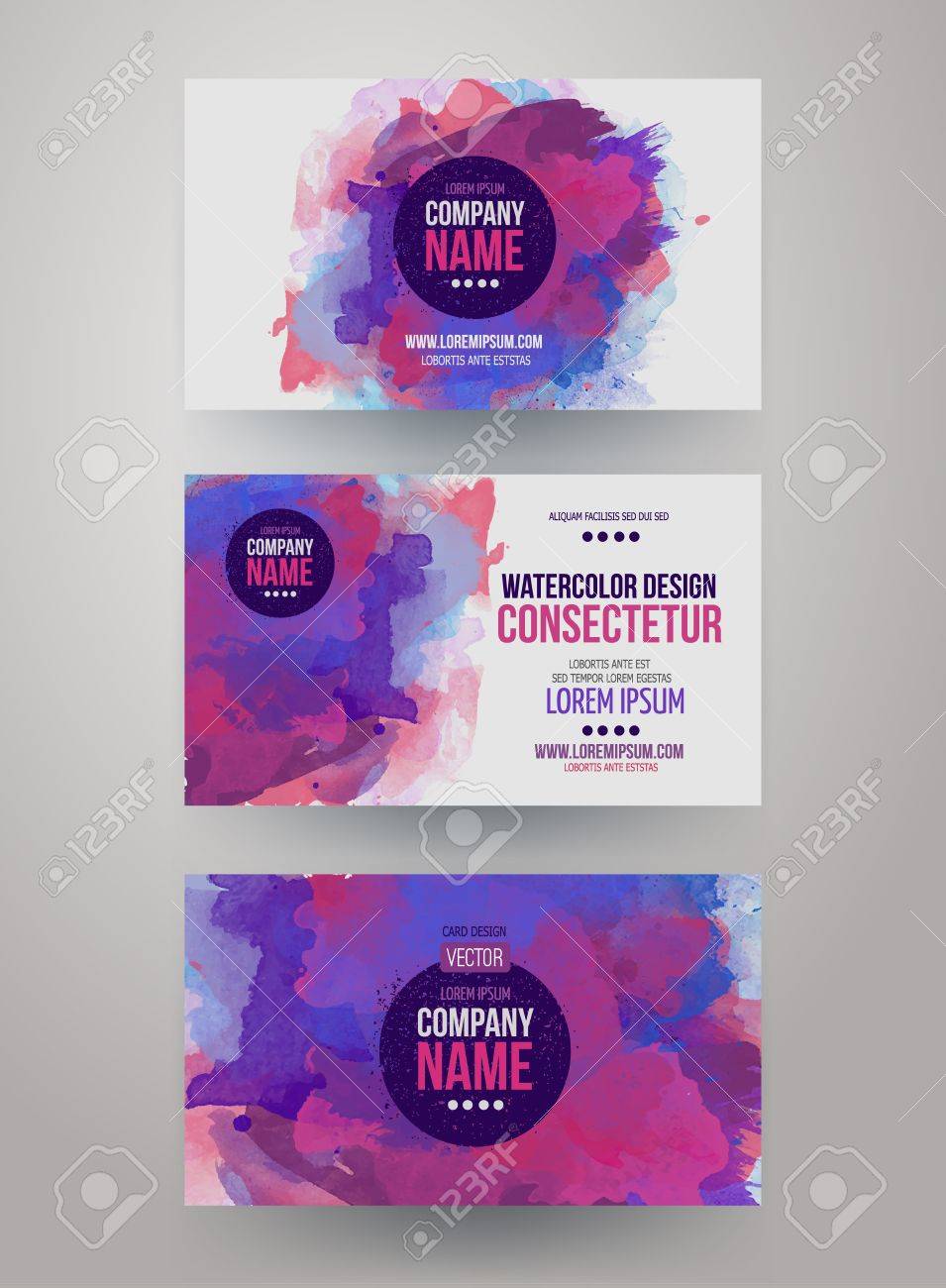 vector template watercolor business cards royalty free cliparts