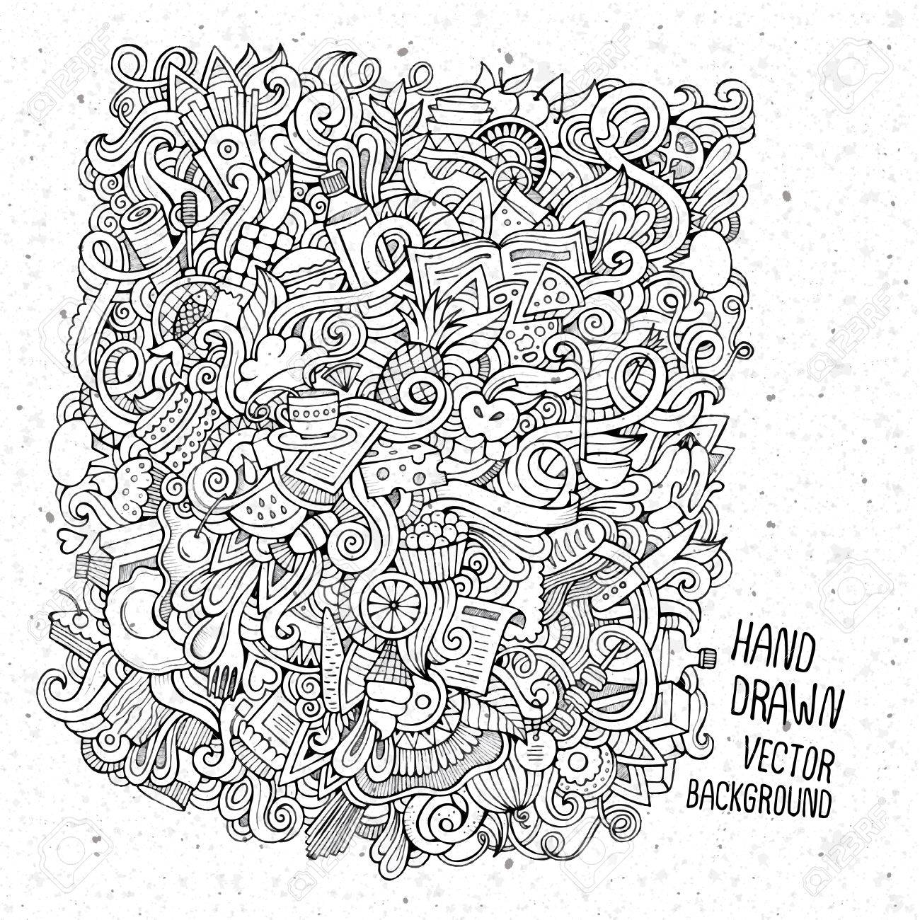 手描き食品スケッチ背景 のイラスト素材・ベクタ - . Image 31674400.