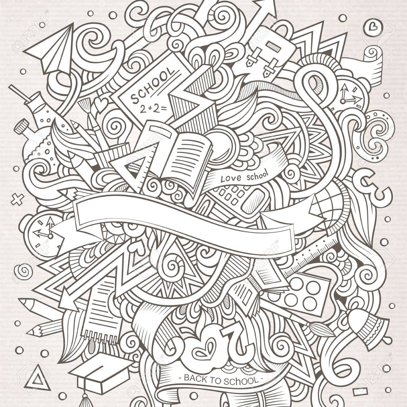 Cartoon Vector Hand Drawn Doodle On The Subject Of Education