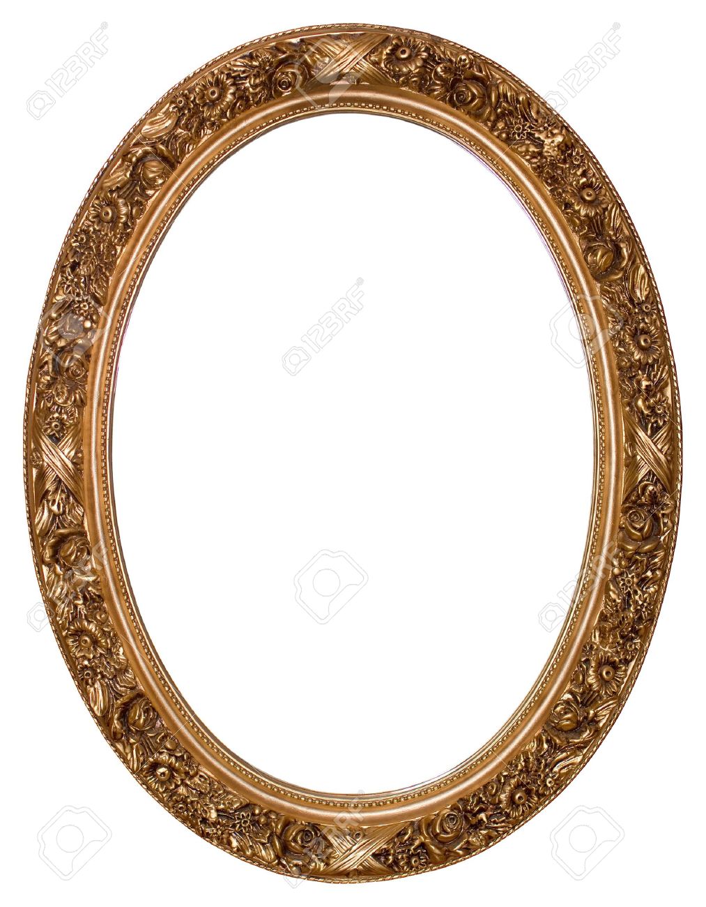装飾的なパターンを持つ楕円形ゴールド額縁 の写真素材 画像素材 Image