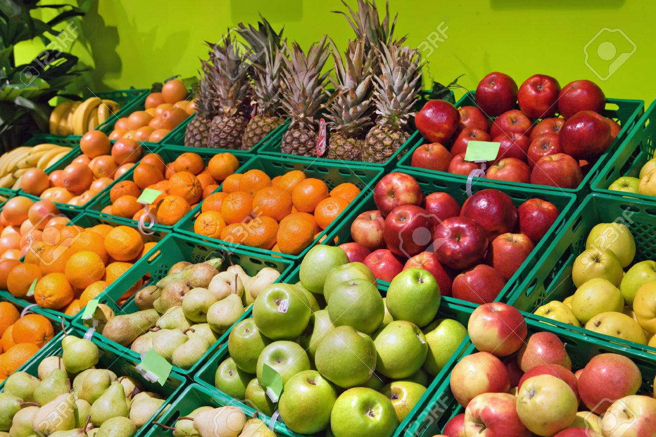 Fruits In Supermarket Stock Photo, Picture And Royalty Free Image. Image  24087799.