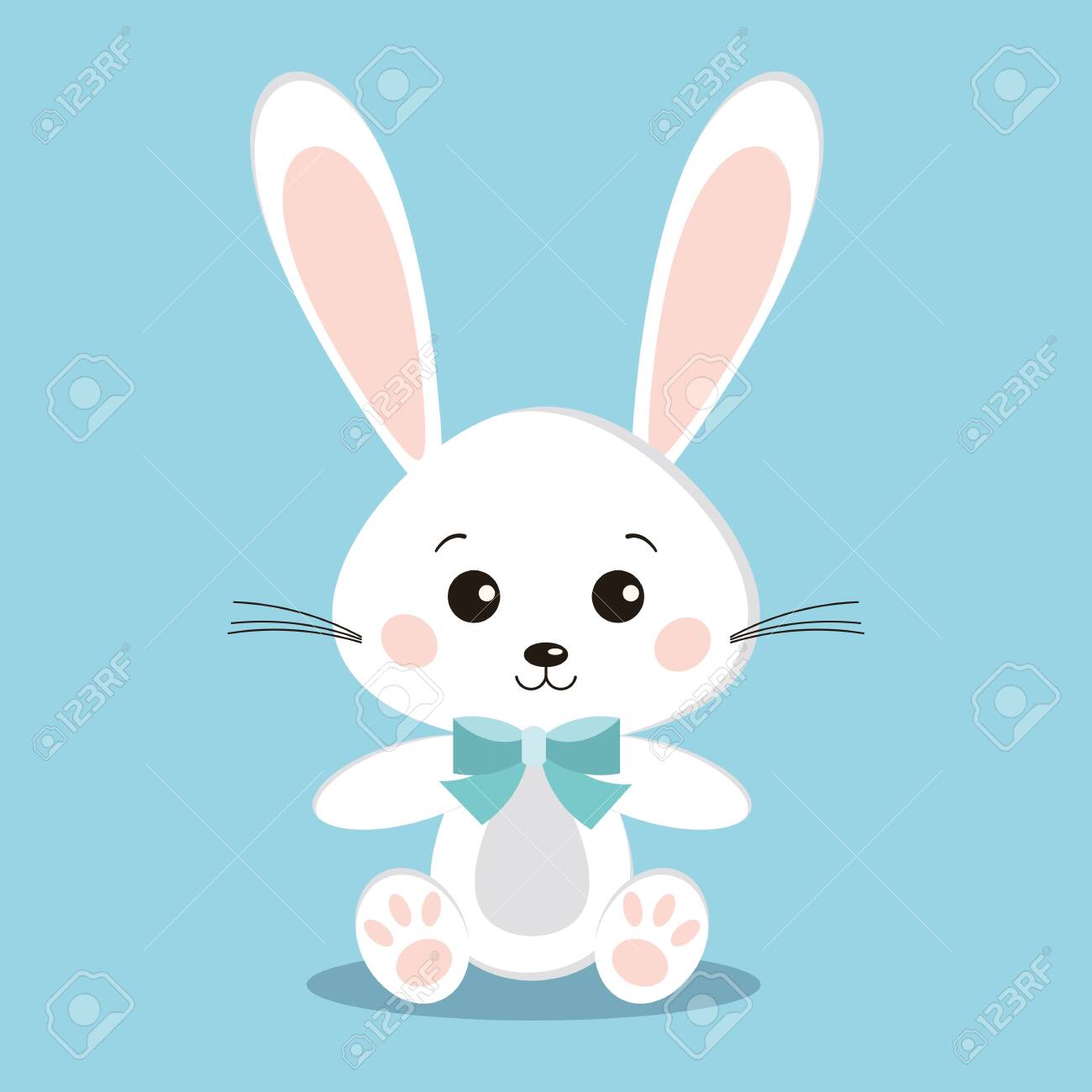 Isolated Cute White Rabbit In Sitting Pose With Blue Bow Tie On Blue Background In Cartoon Flat Style. Vector Character Illustration. Royalty Free SVG, Cliparts, Vectors, And Stock Illustration. Image 126428563. Isolated Cute White Rabbit In Sitting Pose With Blue Bow Tie On Blue Background In Cartoon Flat Style. Vector Character Illustration. Royalty Free SVG, Cliparts, Vectors, And Stock Illustration. Image 126428563.