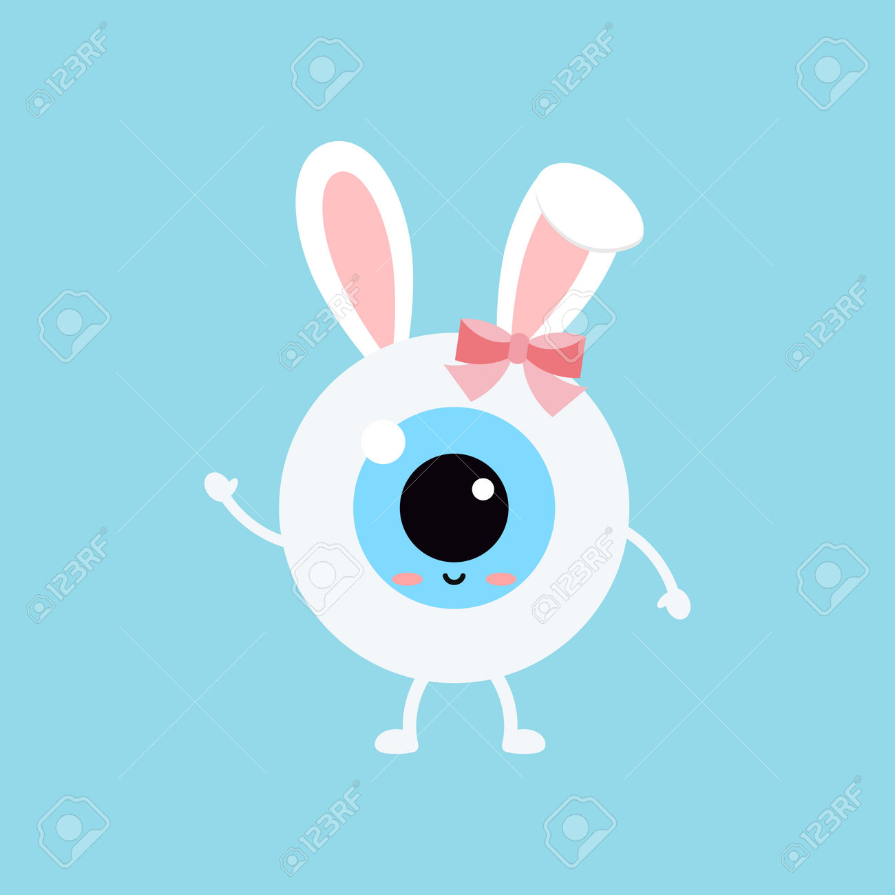 Easter cute eye ball with bunny ears icon. Ophthalmology eyeball girl character with face and easter bunny rabbit ears costume with bow. Flat design cartoon style vector vision clip art illustration. - 165386607 Easter cute eye ball with bunny ears icon. Ophthalmology eyeball girl character with face and easter bunny rabbit ears costume with bow. Flat design cartoon style vector vision clip art illustration. - 165386607