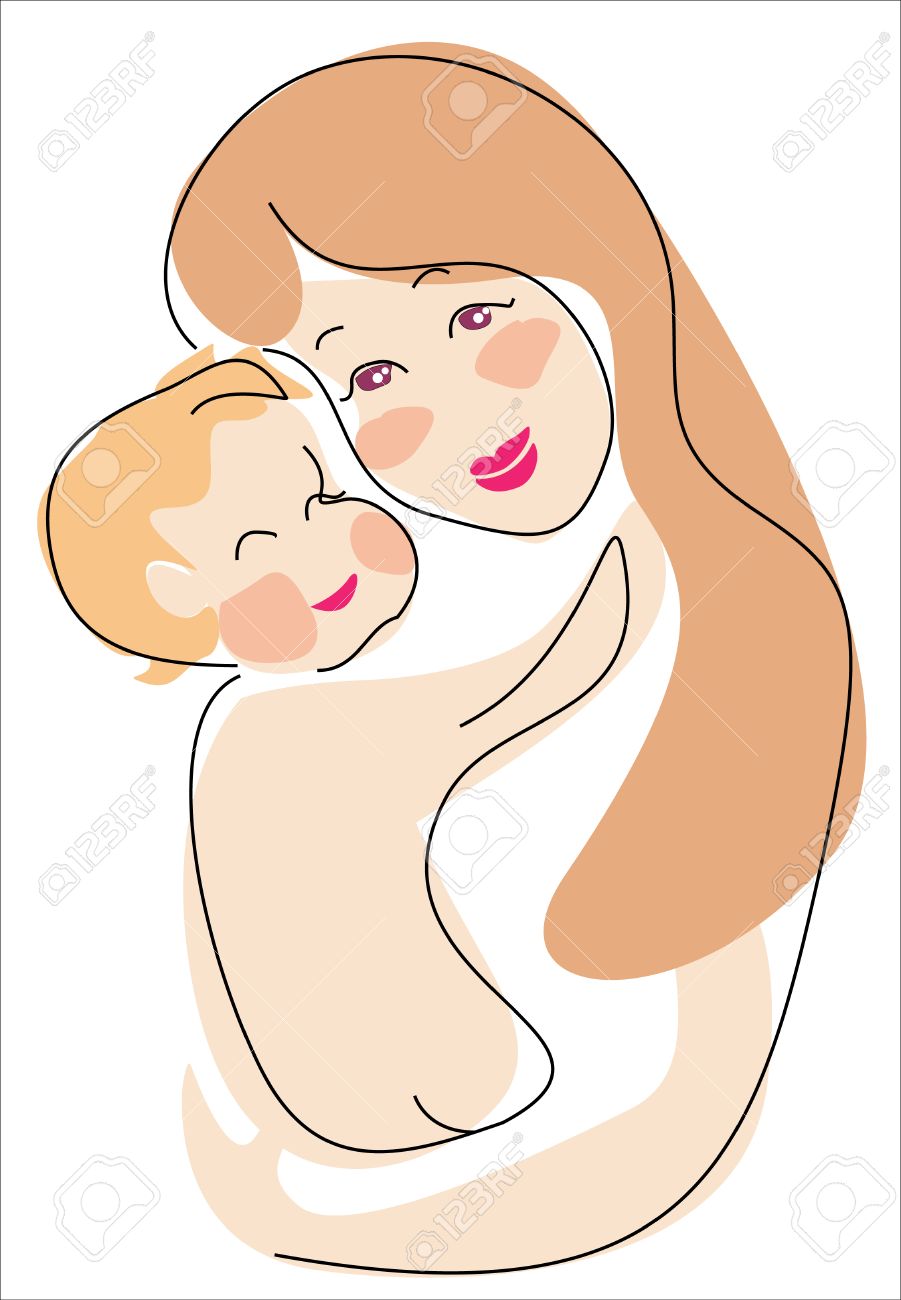 漫画のスタイルでユーロのママと子のイラストのイラスト素材 ベクタ Image 漫画のスタイルでユーロのママと子のイラストのイラスト素材 ベクタ Image