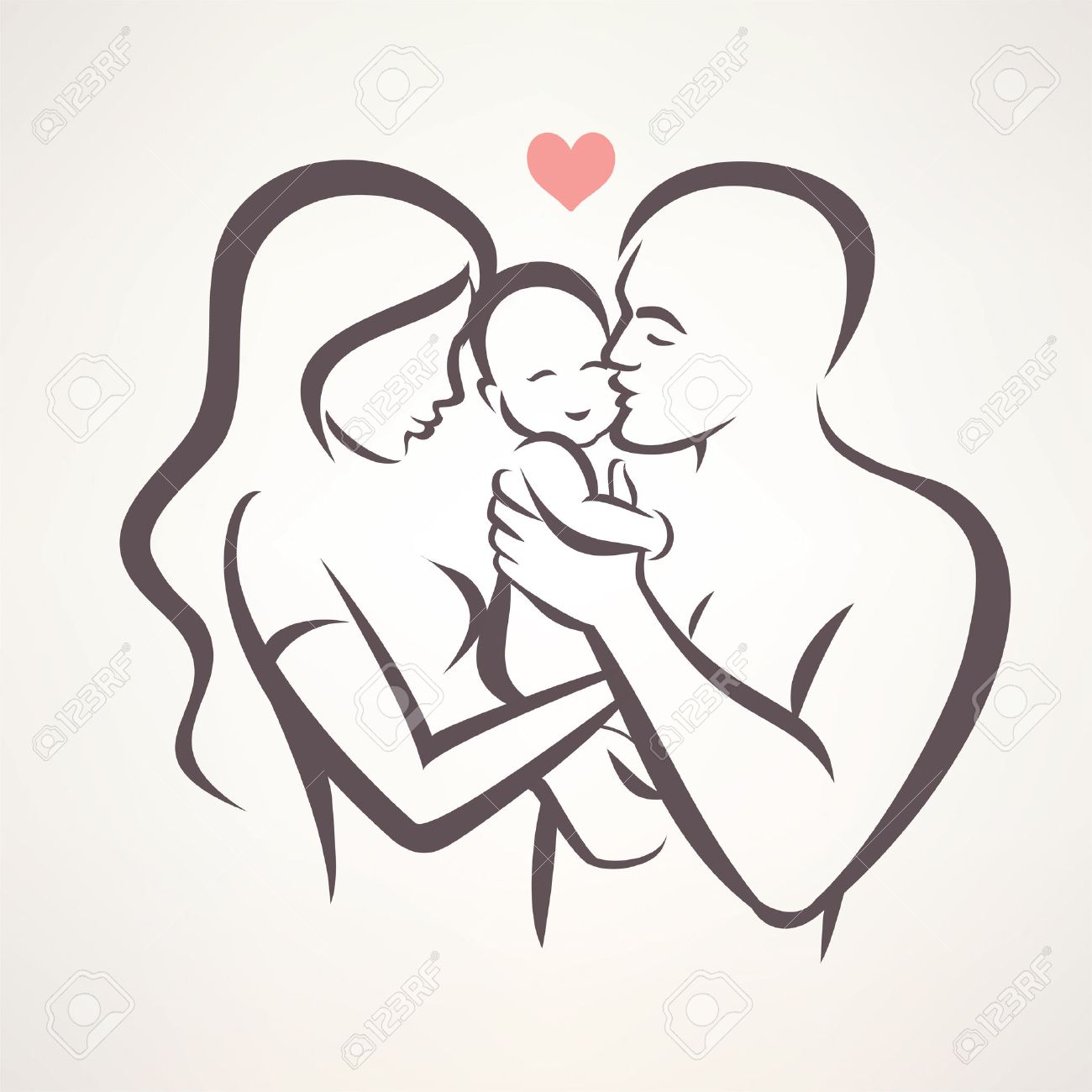 Famille Heureuse Symbole Vecteur Stylise Les Jeunes Parents Et Le Bebe Clip Art Libres De Droits Vecteurs Et Illustration Image
