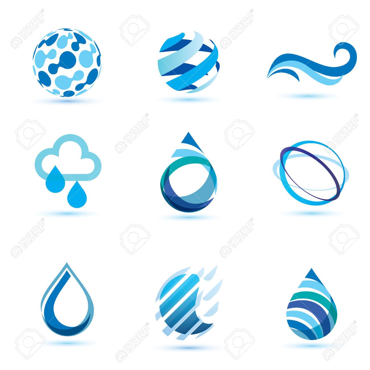 set of abstract blue