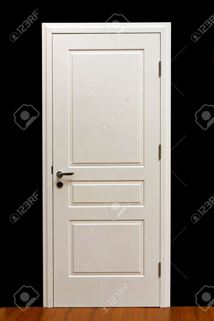 Closed white paint door in home interior Closed white paint door in home interior