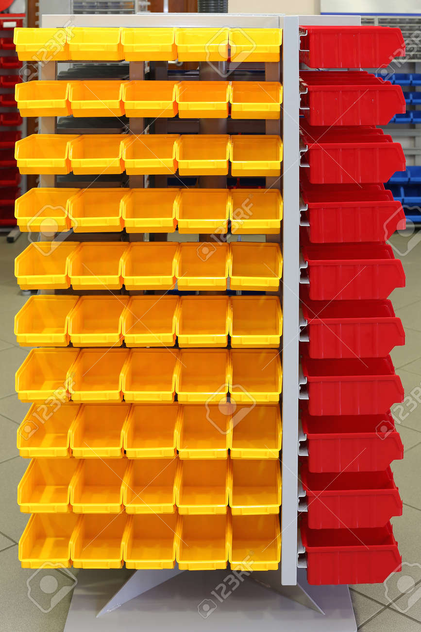 plastic organizer bins on Storage Organizer Cart With Plastic Sorting Bins Stock Photo Picture And Royalty Free Image Image 34639267
