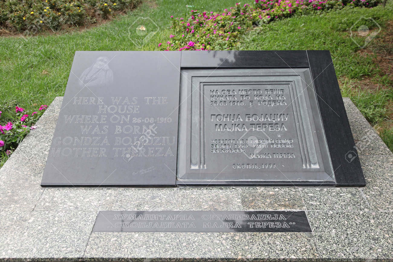 skopje macedonia september 17 memorial plaque of mother theresa